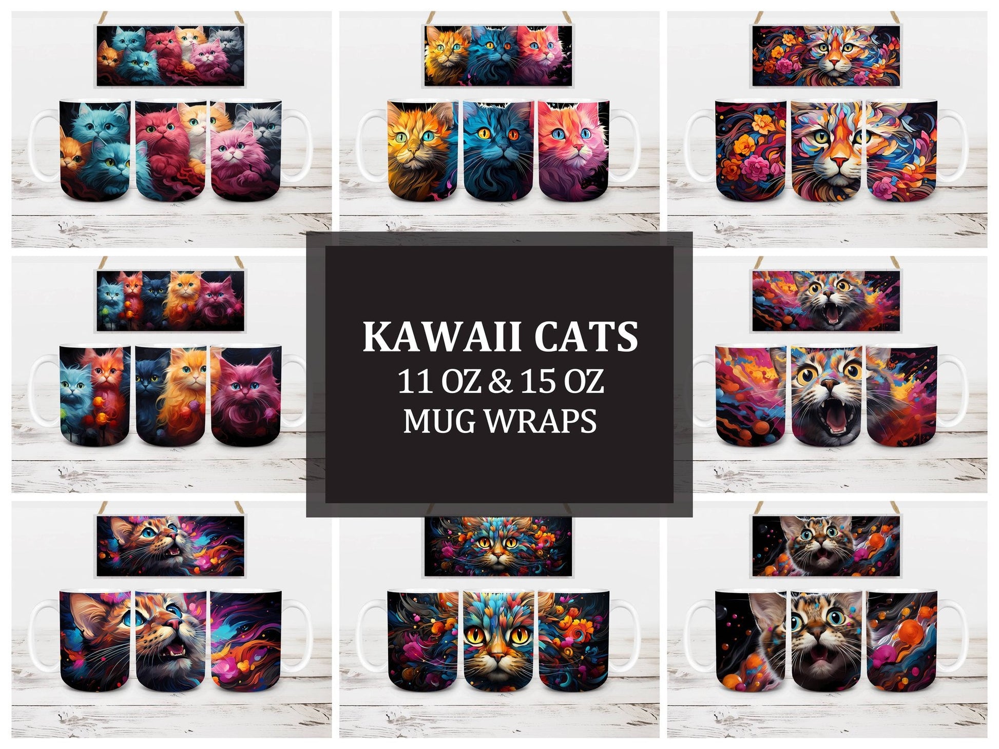 Kawaii Cats 3 Mug Wrap - CraftNest