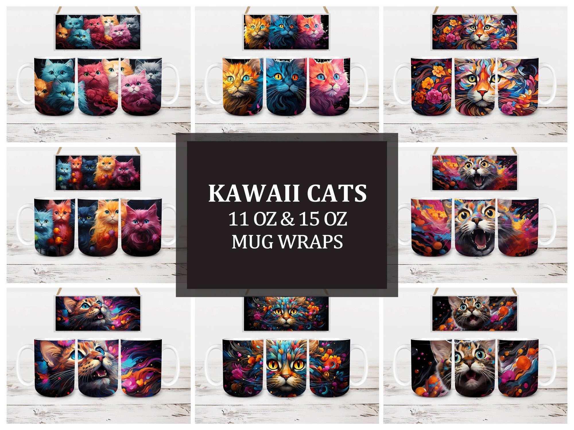 Kawaii Cats 3 Mug Wrap - CraftNest