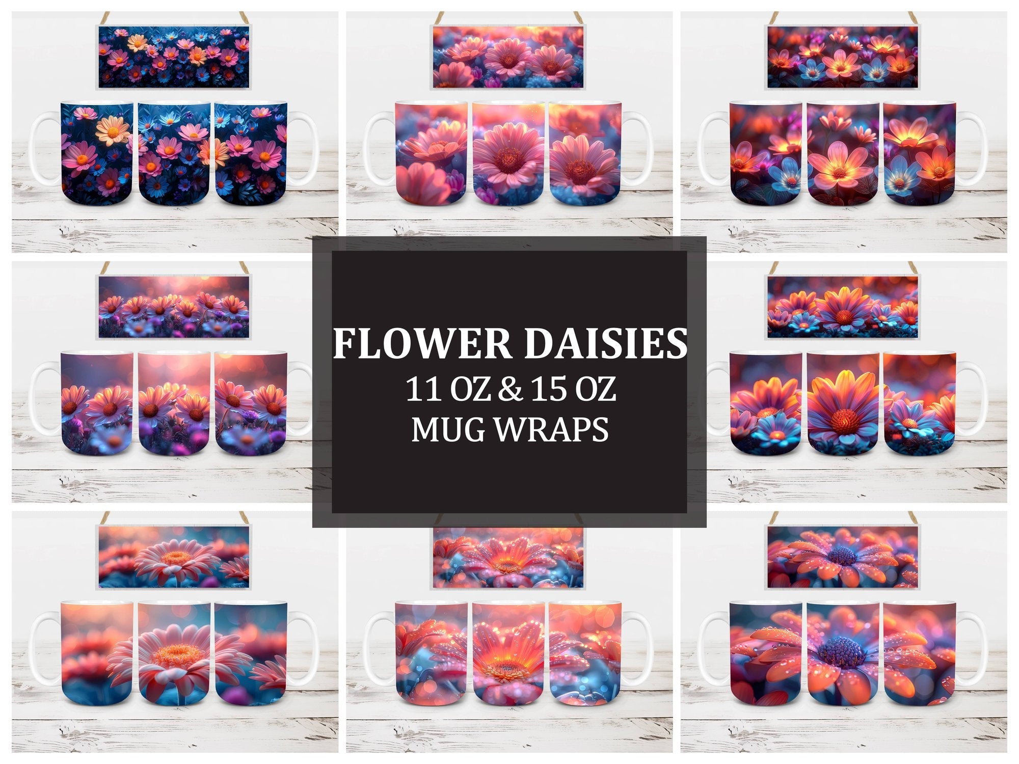 Flower Daisies 3 Mug Wrap - CraftNest