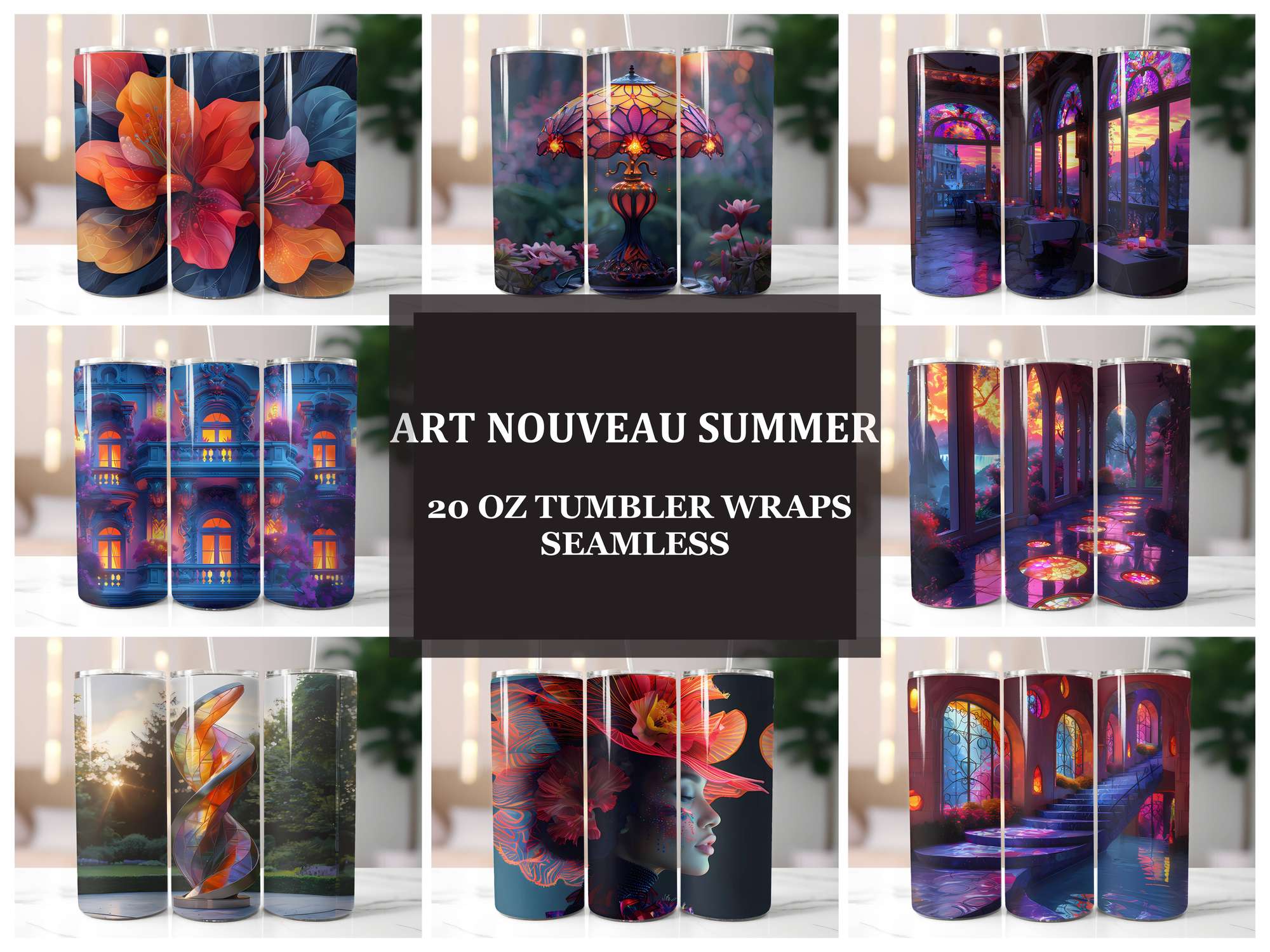Art Nouveau Summer 3 Tumbler Wrap - CraftNest - Digital Crafting and Art