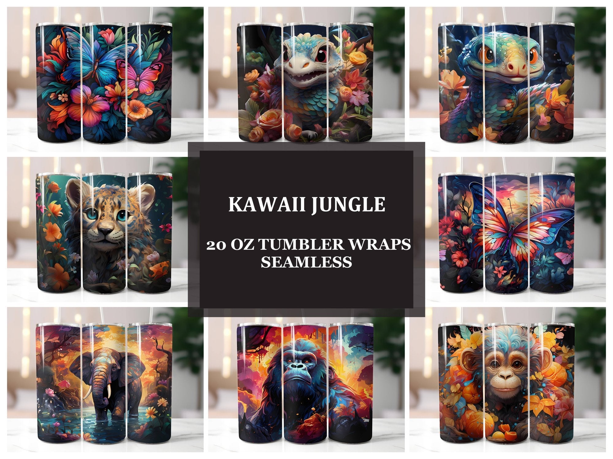 Kawaii Jungle 1 Tumbler Wrap - CraftNest