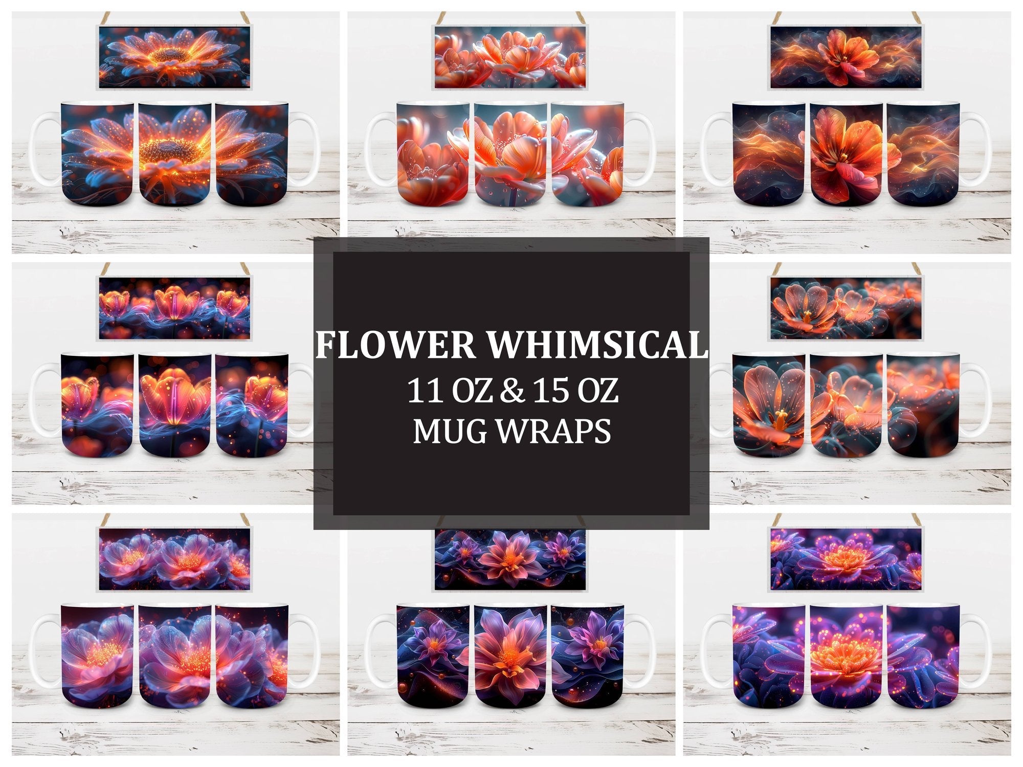 Flower Whimsical 8 Mug Wrap - CraftNest