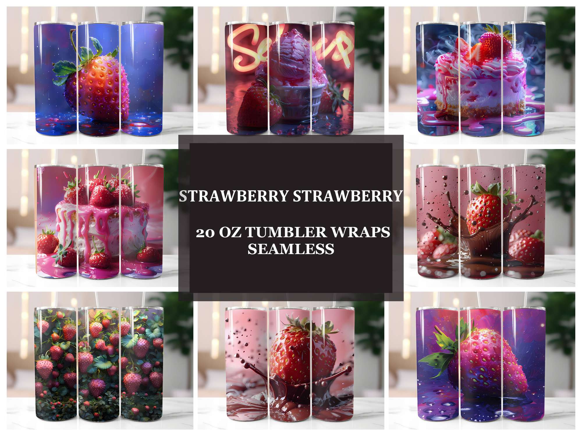 Strawberry 5 Tumbler Wrap - CraftNest - Digital Crafting and Art