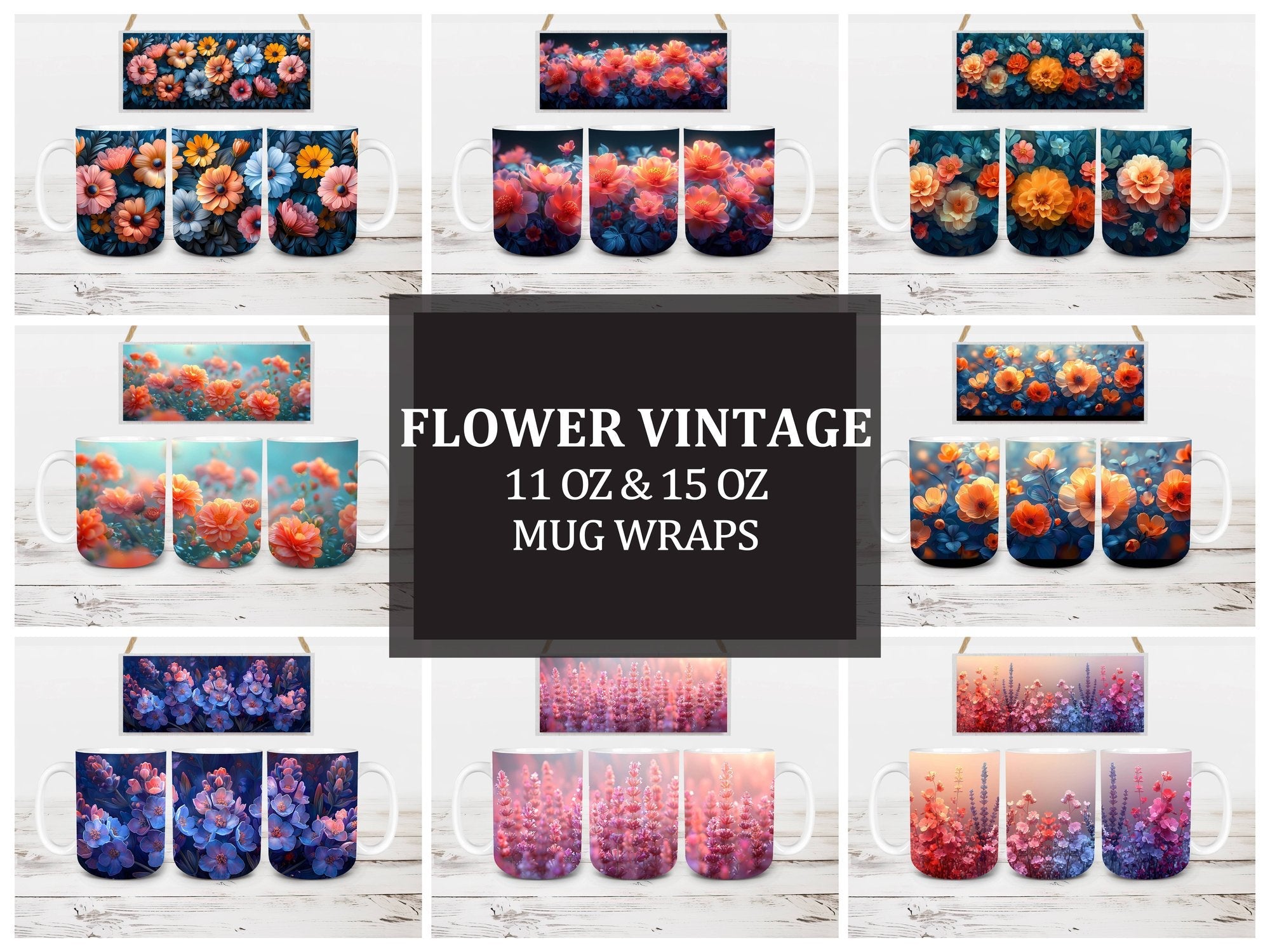 Flower Vintage 4 Mug Wrap - CraftNest