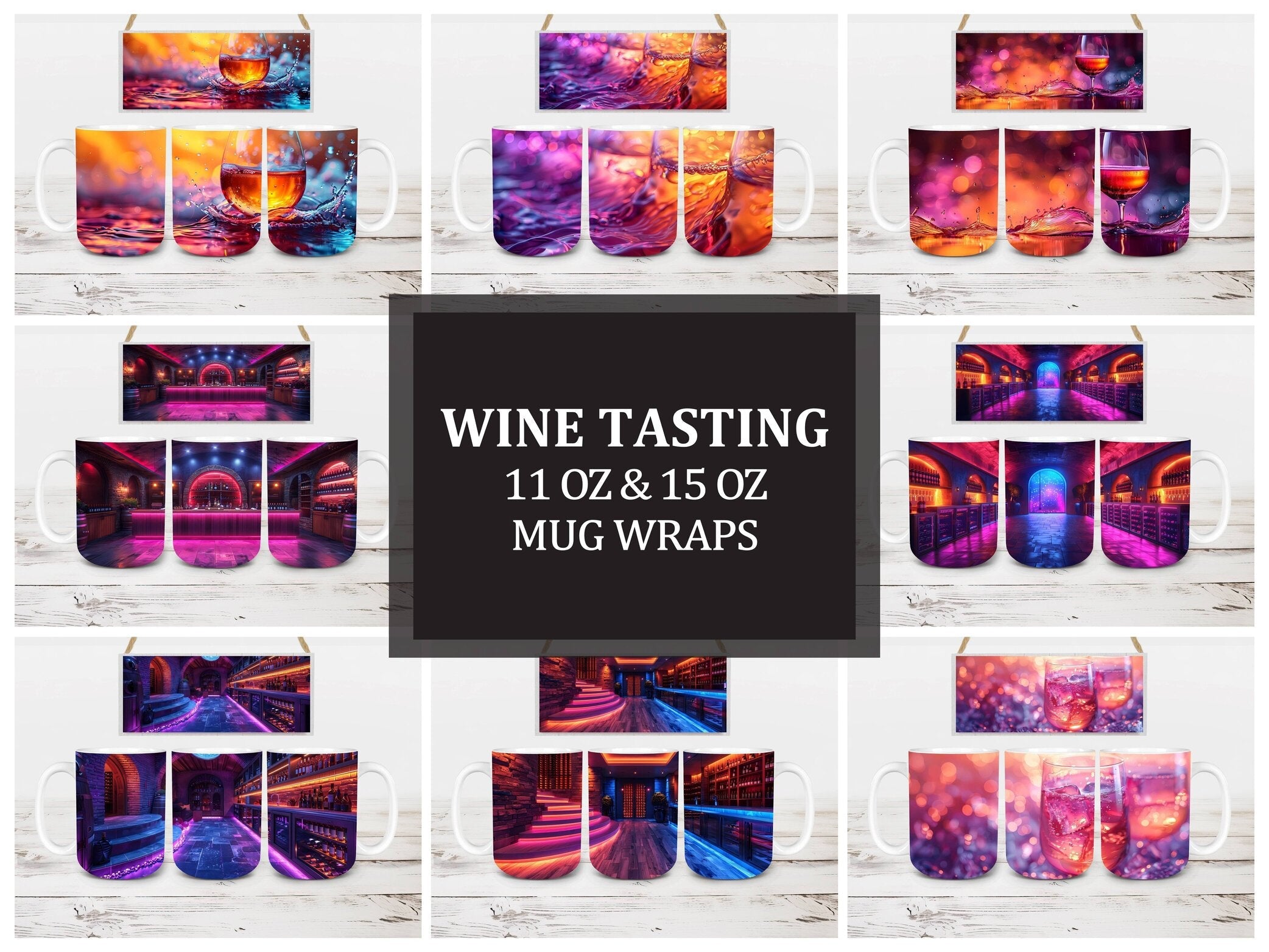 Wine Tasting 3 Mug Wrap - CraftNest - Digital Crafting and Art