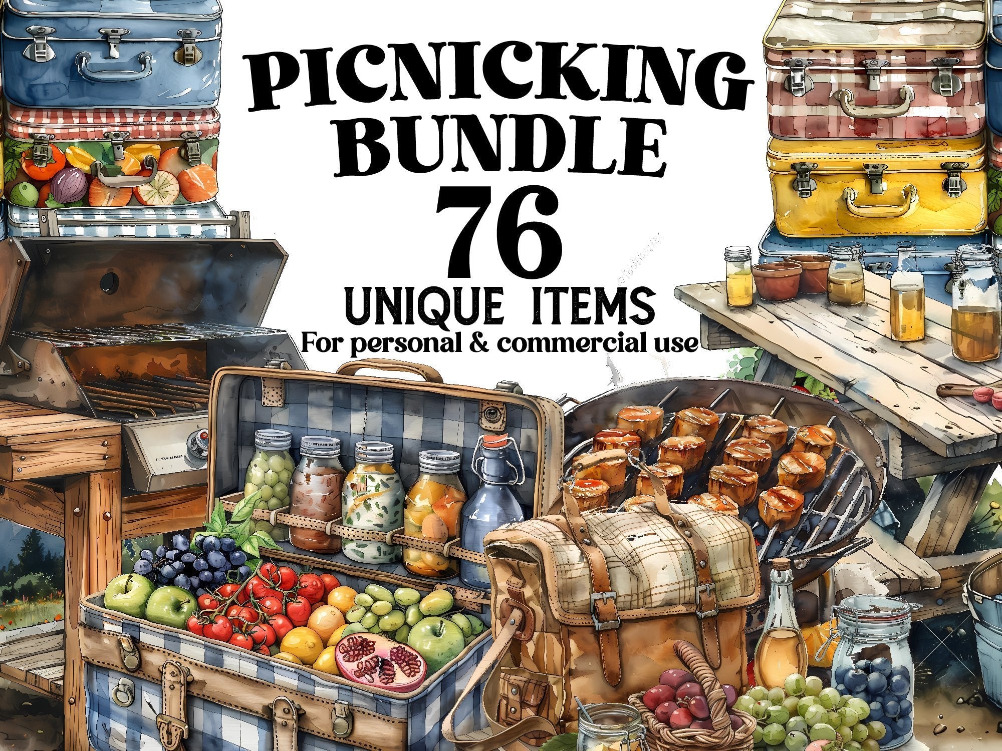 Picnicking Clipart - CraftNest - Digital Crafting and Art