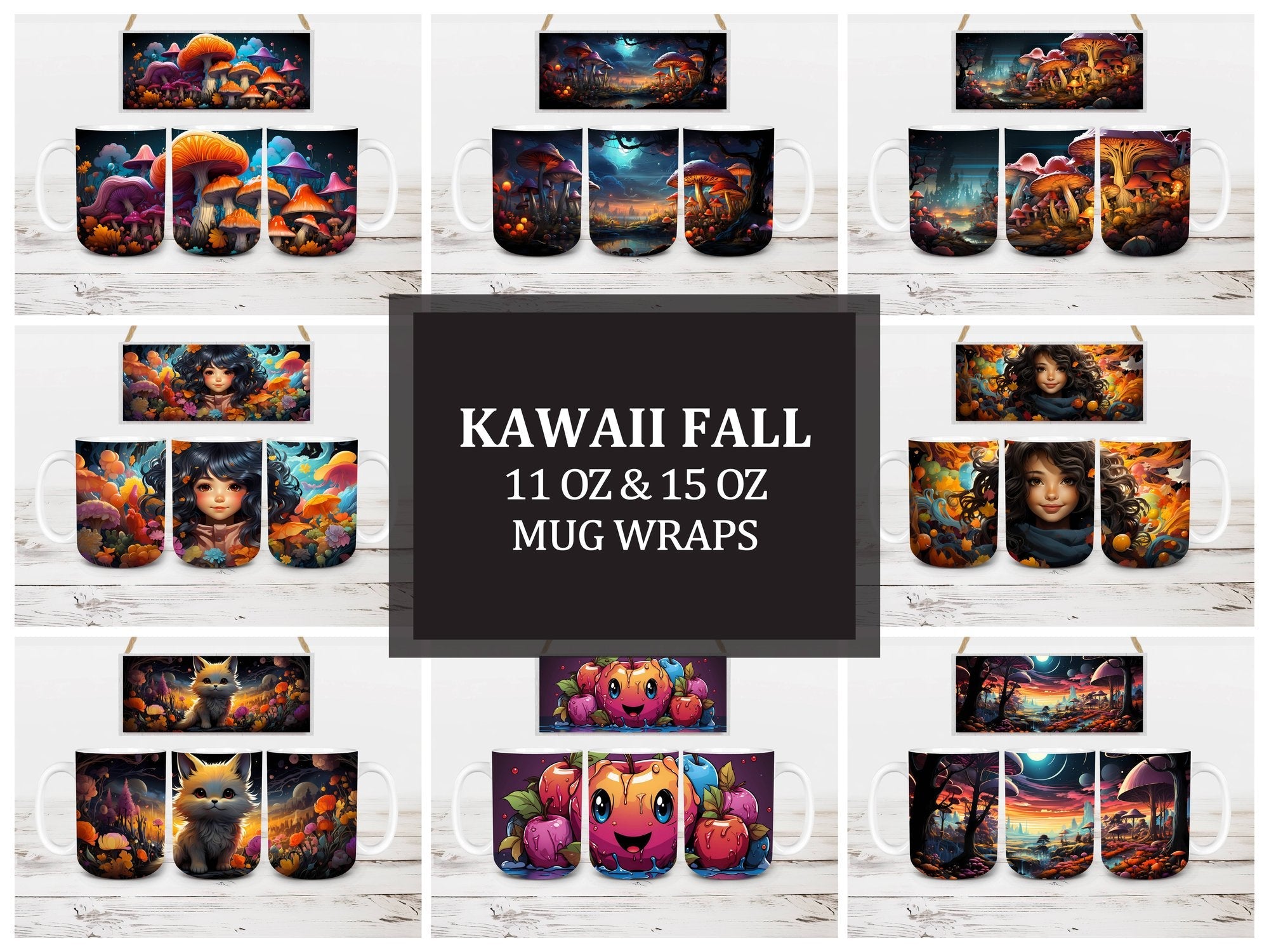 Kawaii Fall 2 Mug Wrap - CraftNest