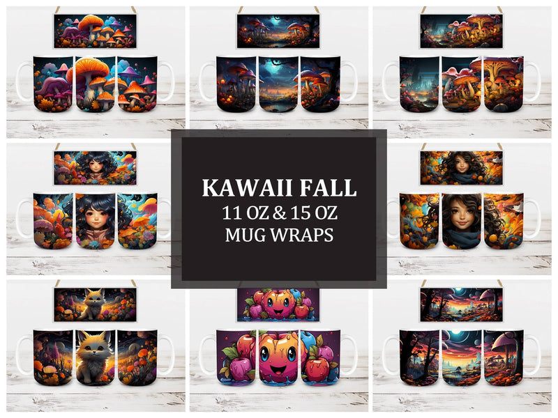 Kawaii Fall 2 Mug Wrap - CraftNest