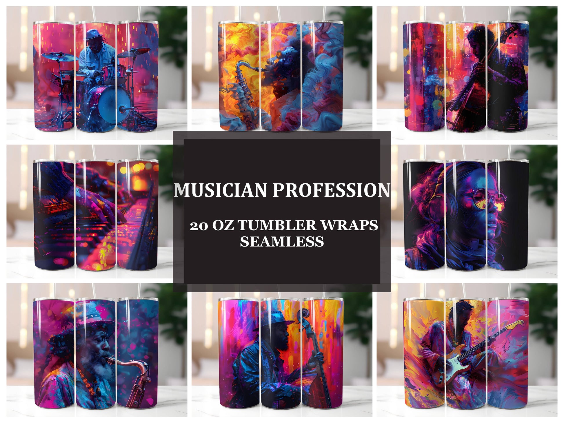 Musician Profession 3 Tumbler Wrap - CraftNest - Digital Crafting and Art