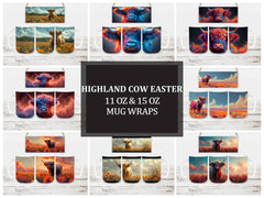 Highland Cow 4 Mug Wrap - CraftNest