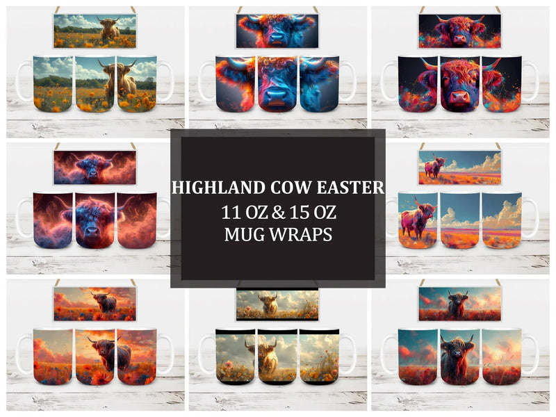 Highland Cow 4 Mug Wrap - CraftNest