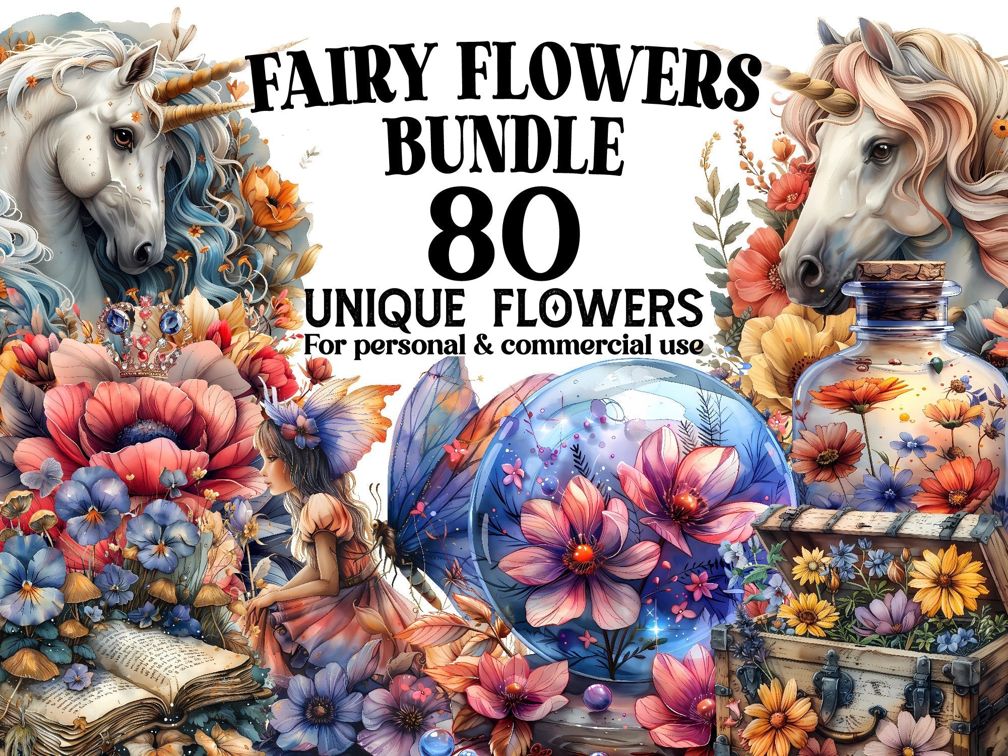 Fairy Flowers Clipart - CraftNest - Digital Crafting and Art