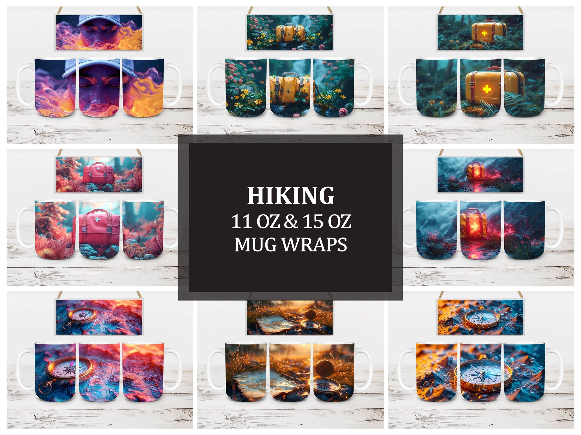 Hiking 2 Mug Wrap - CraftNest - Digital Crafting and Art