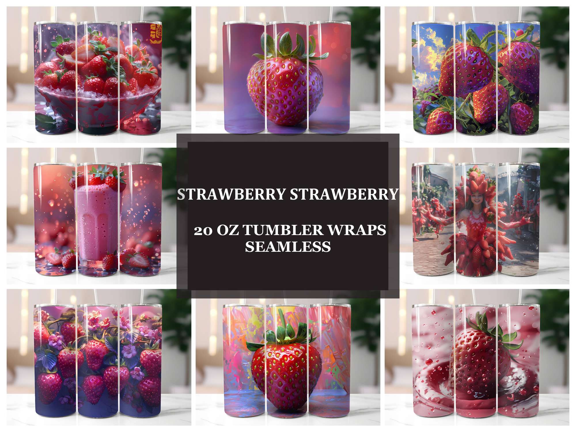 Strawberry 4 Tumbler Wrap - CraftNest - Digital Crafting and Art
