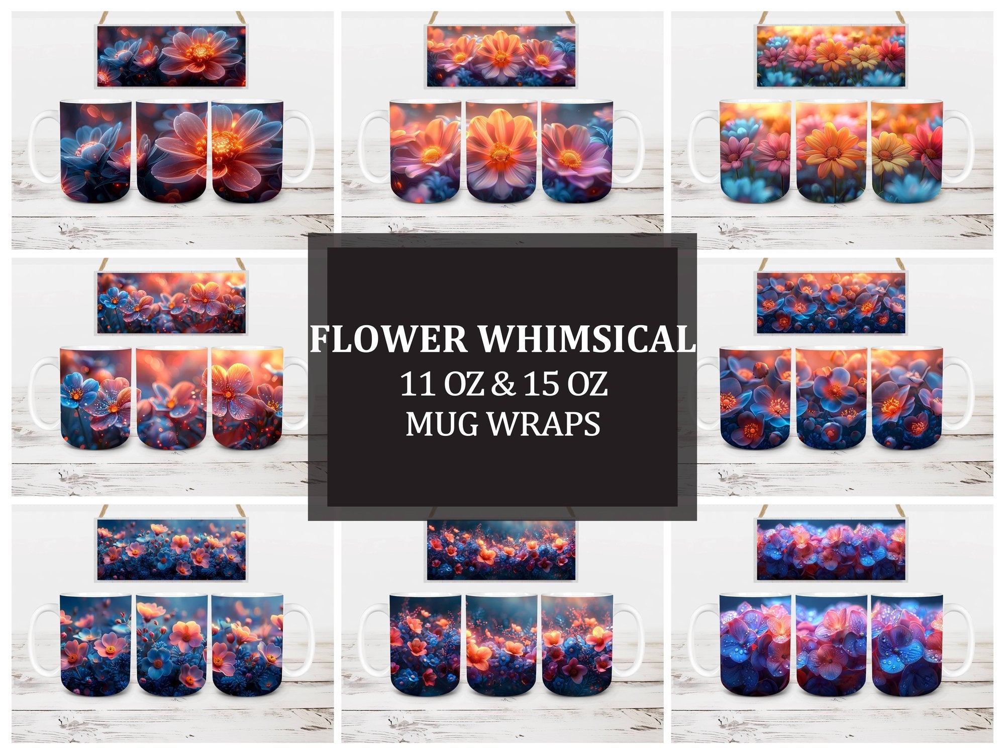 Flower Whimsical 3 Mug Wrap - CraftNest