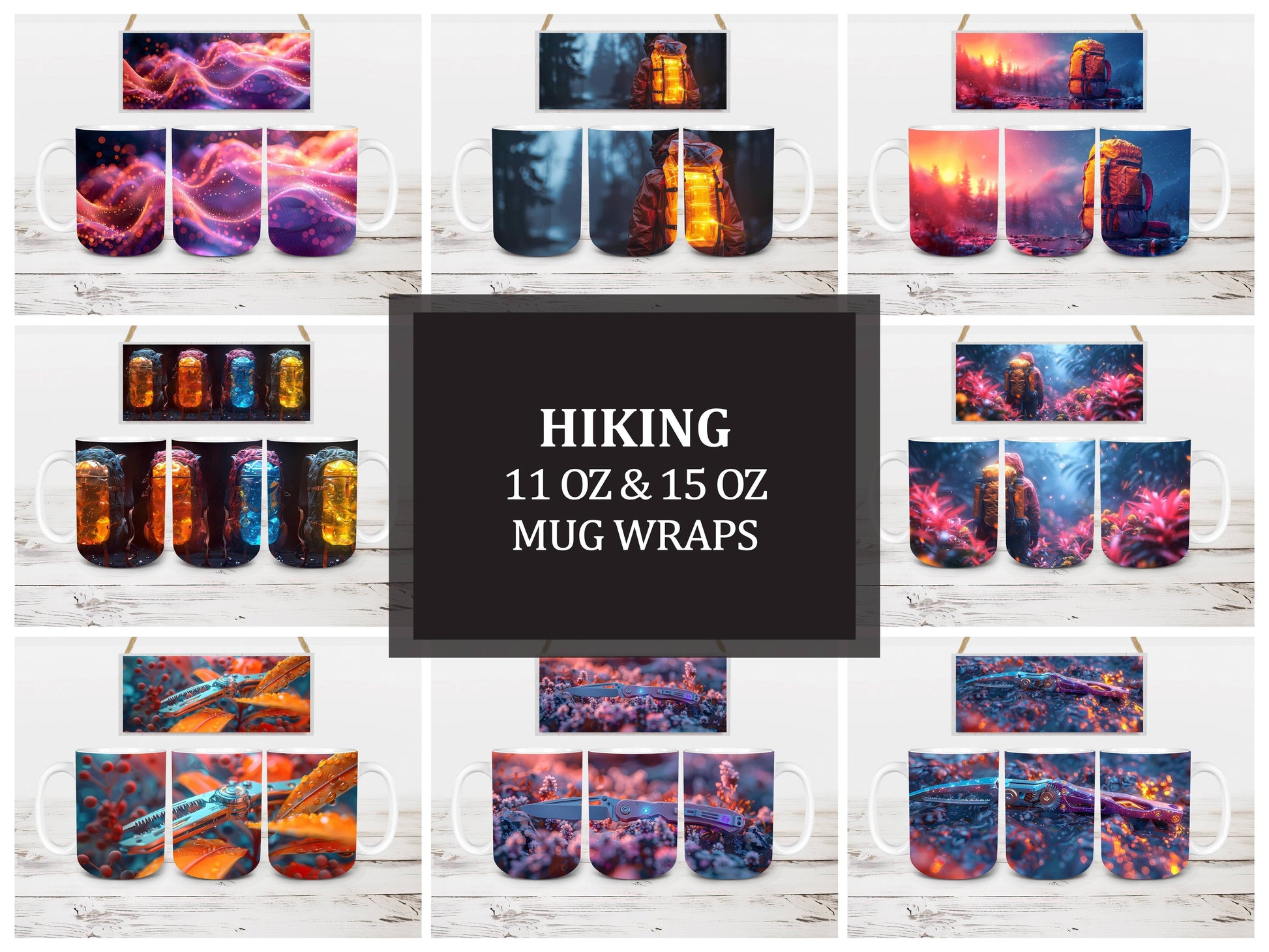 Hiking 1 Mug Wrap - CraftNest - Digital Crafting and Art