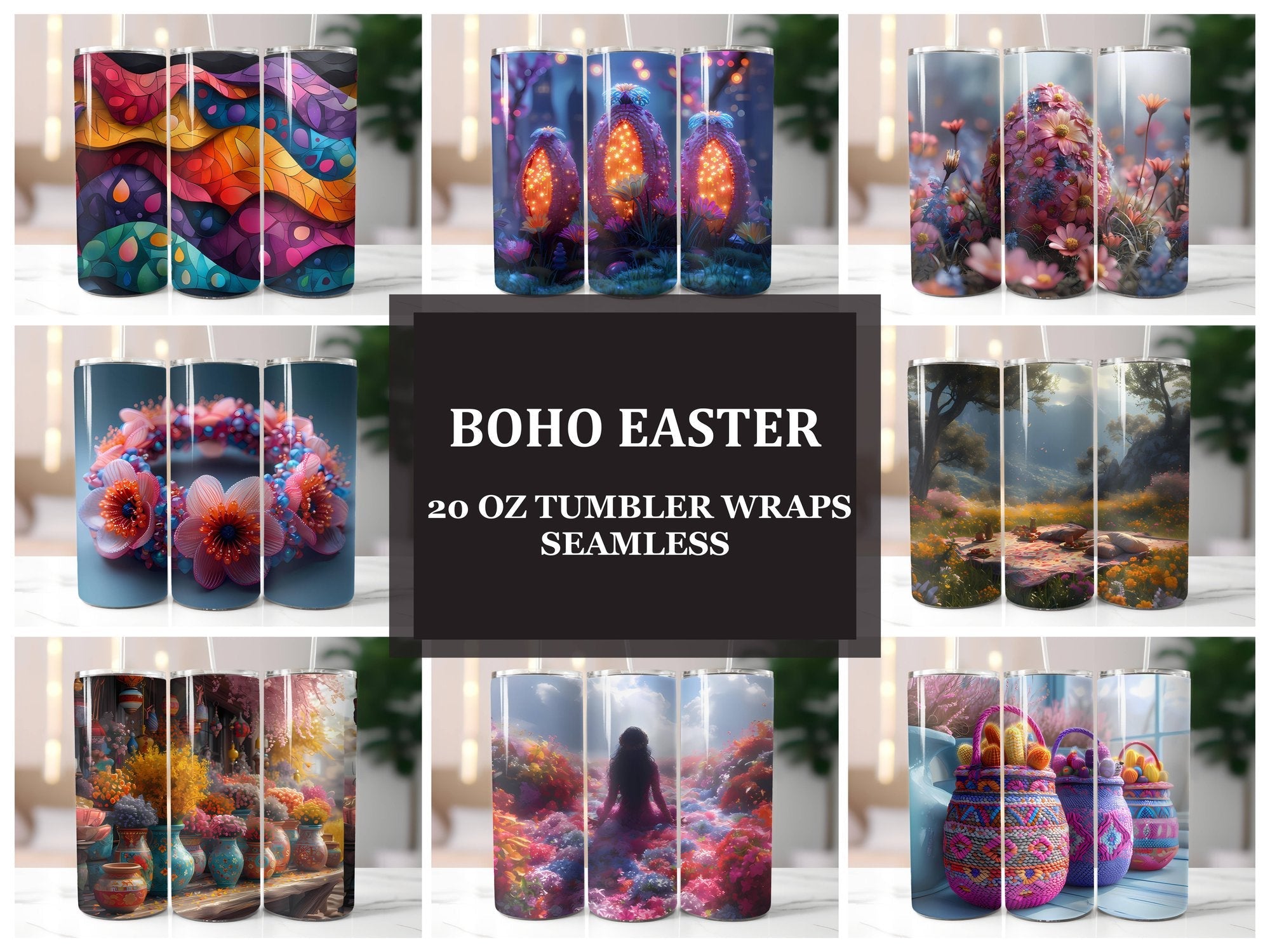 Boho Easter 2 Tumbler Wrap - CraftNest