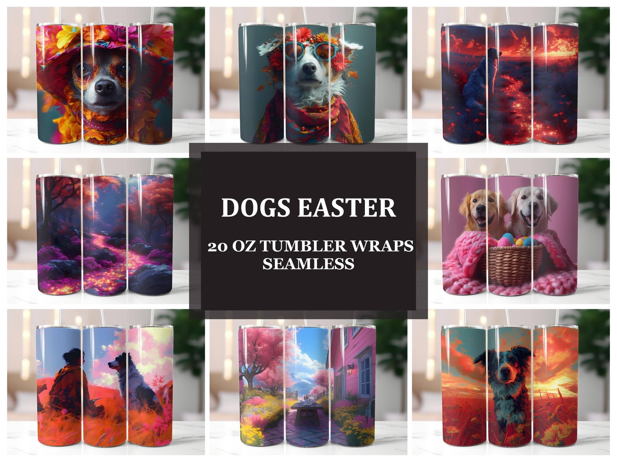 Dogs Easter 5 Tumbler Wrap - CraftNest