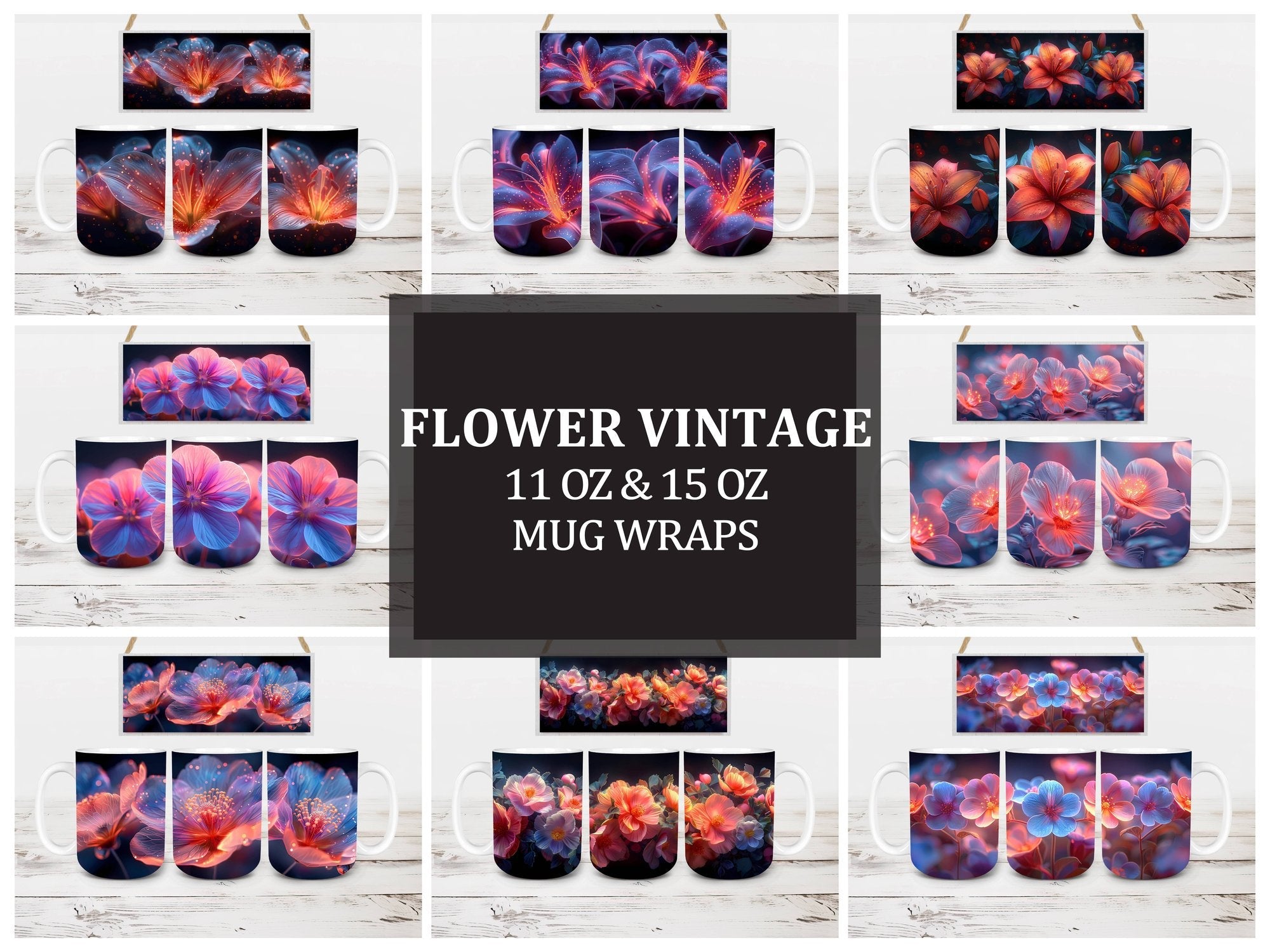 Flower Vintage 1 Mug Wrap - CraftNest