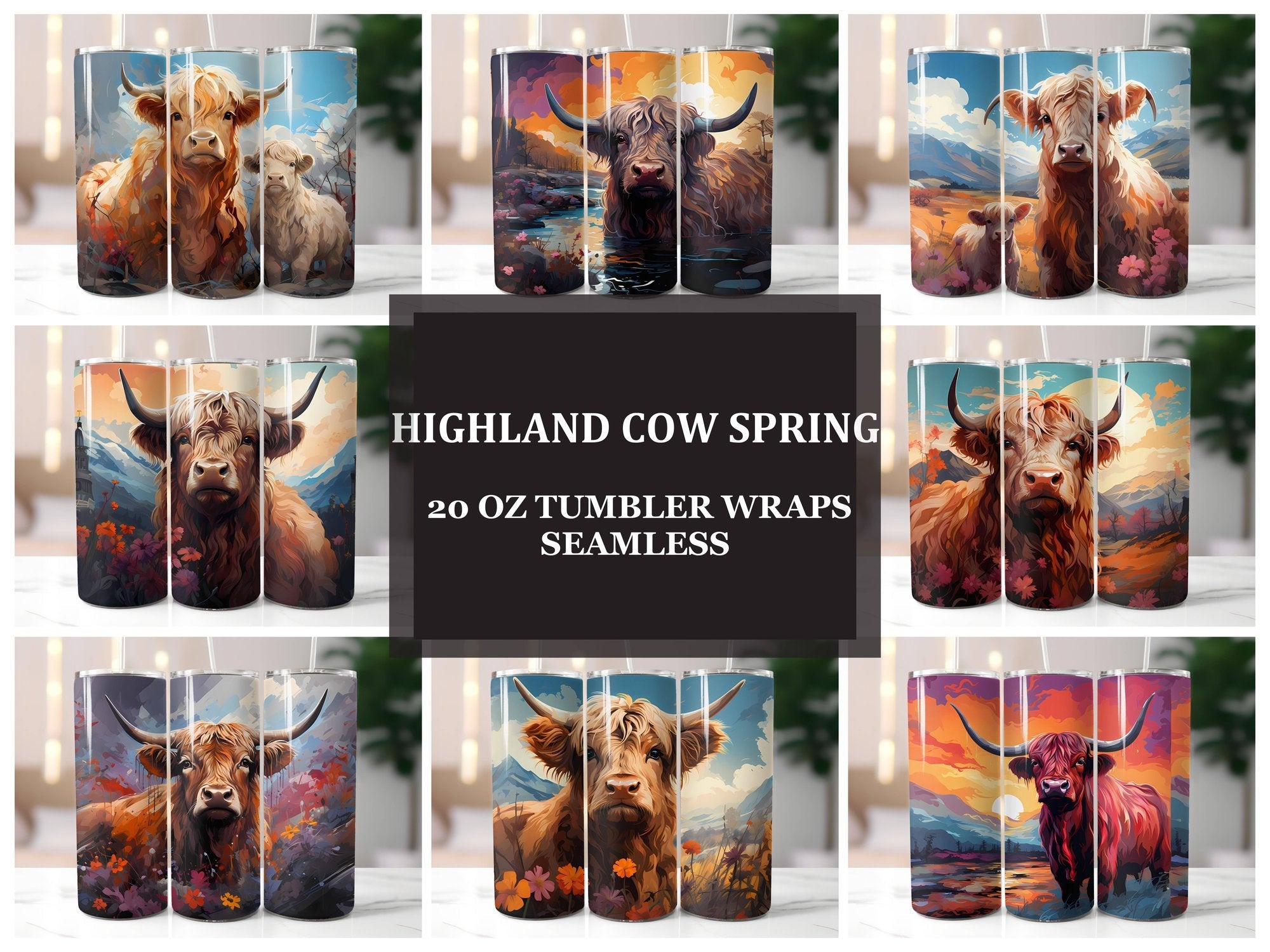 Highland Cow 4 Tumbler Wrap - CraftNest