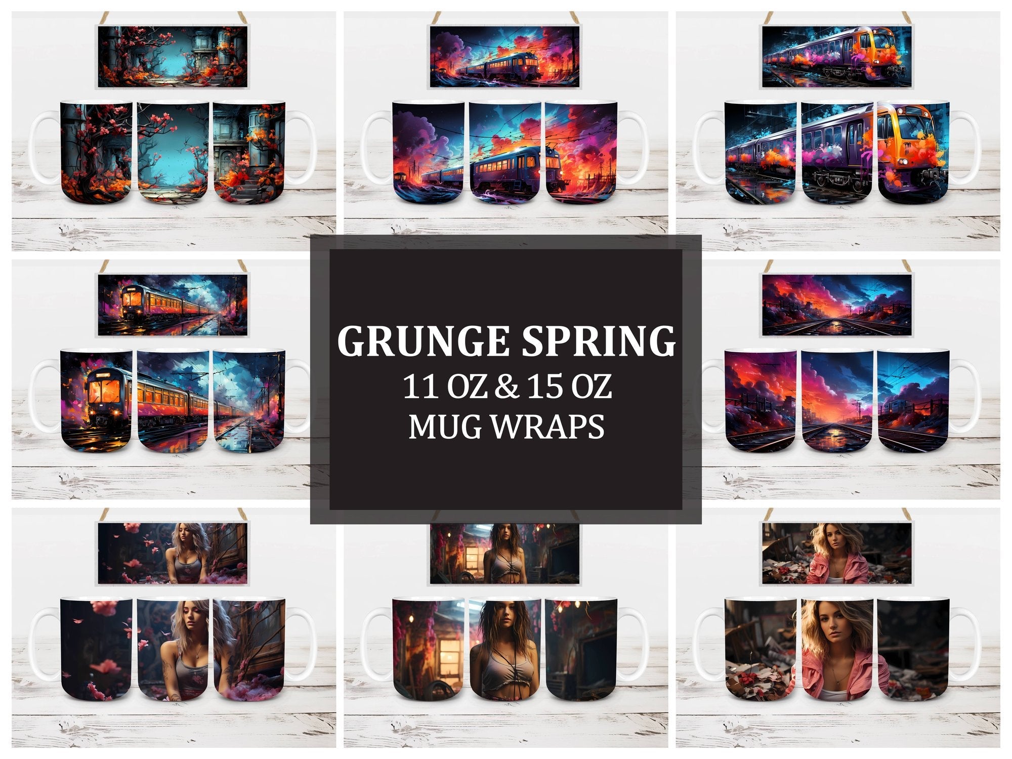 Grunge Spring 2 Mug Wrap - CraftNest