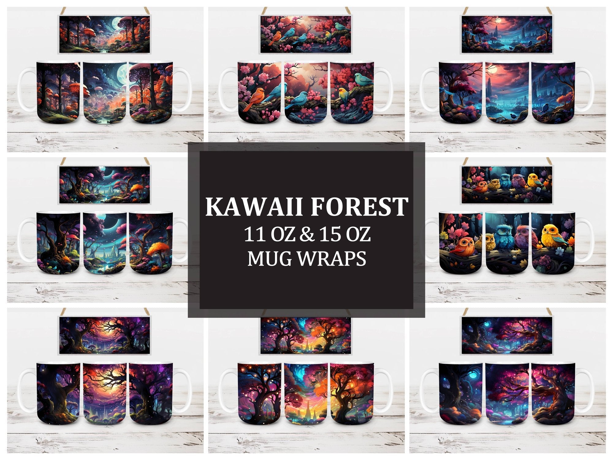 Kawaii Forest 9 Mug Wrap - CraftNest