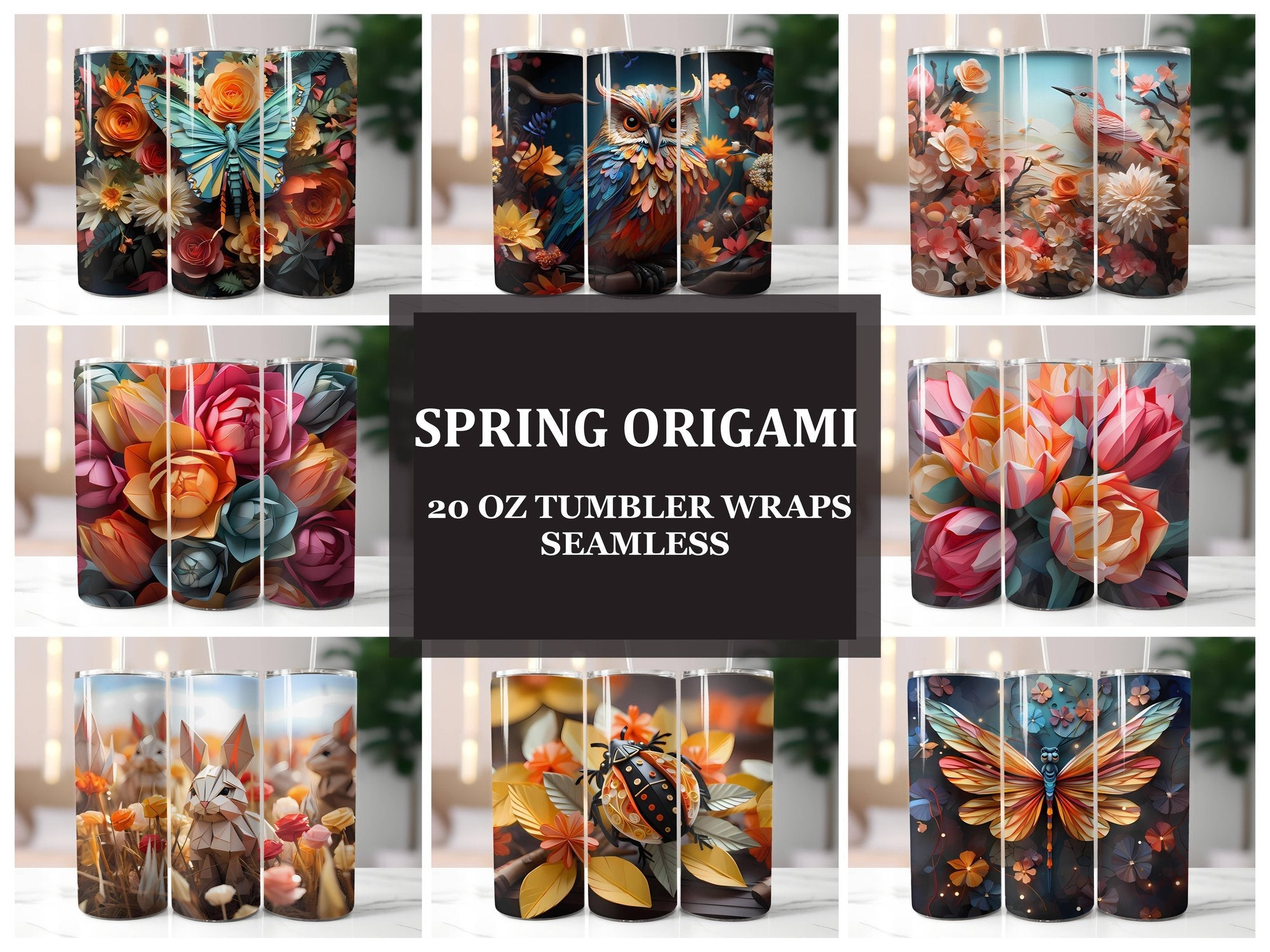 Spring Origami 6 Tumbler Wrap - CraftNest