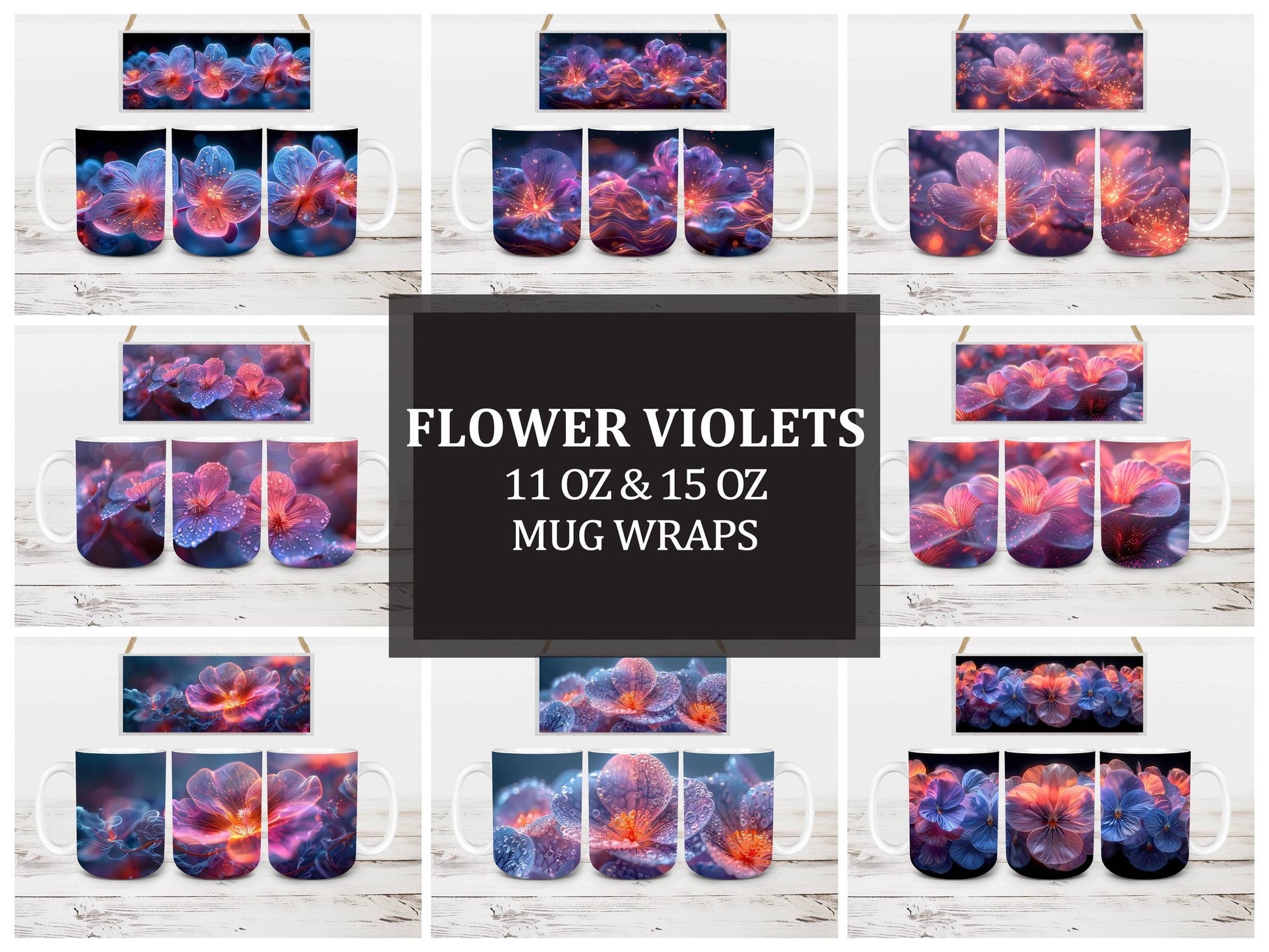Flower Violets 7 Mug Wrap - CraftNest