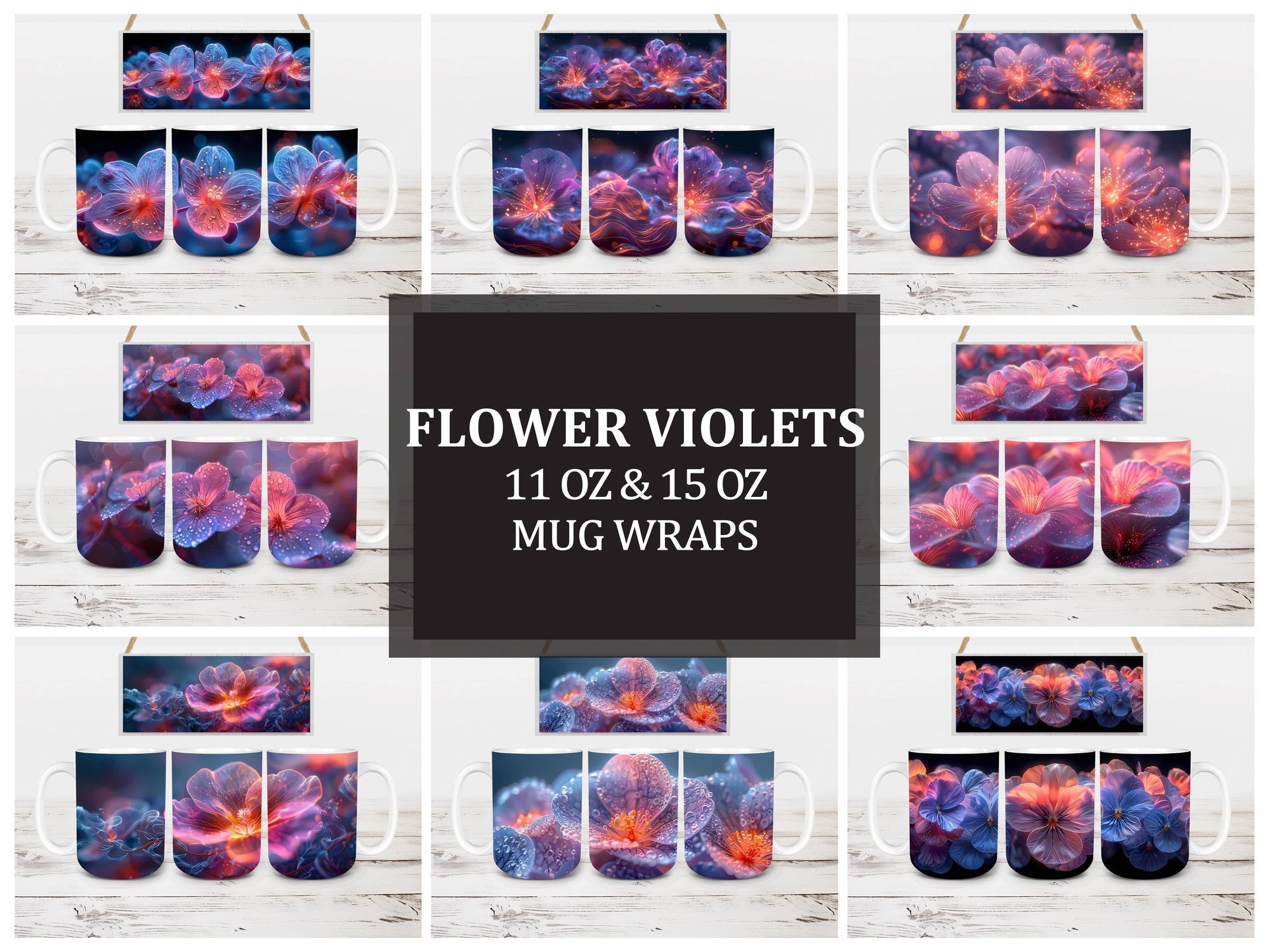 Flower Violets 7 Mug Wrap - CraftNest