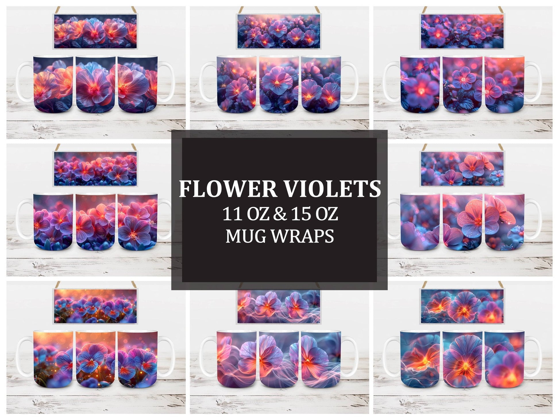 Flower Violets 4 Mug Wrap - CraftNest