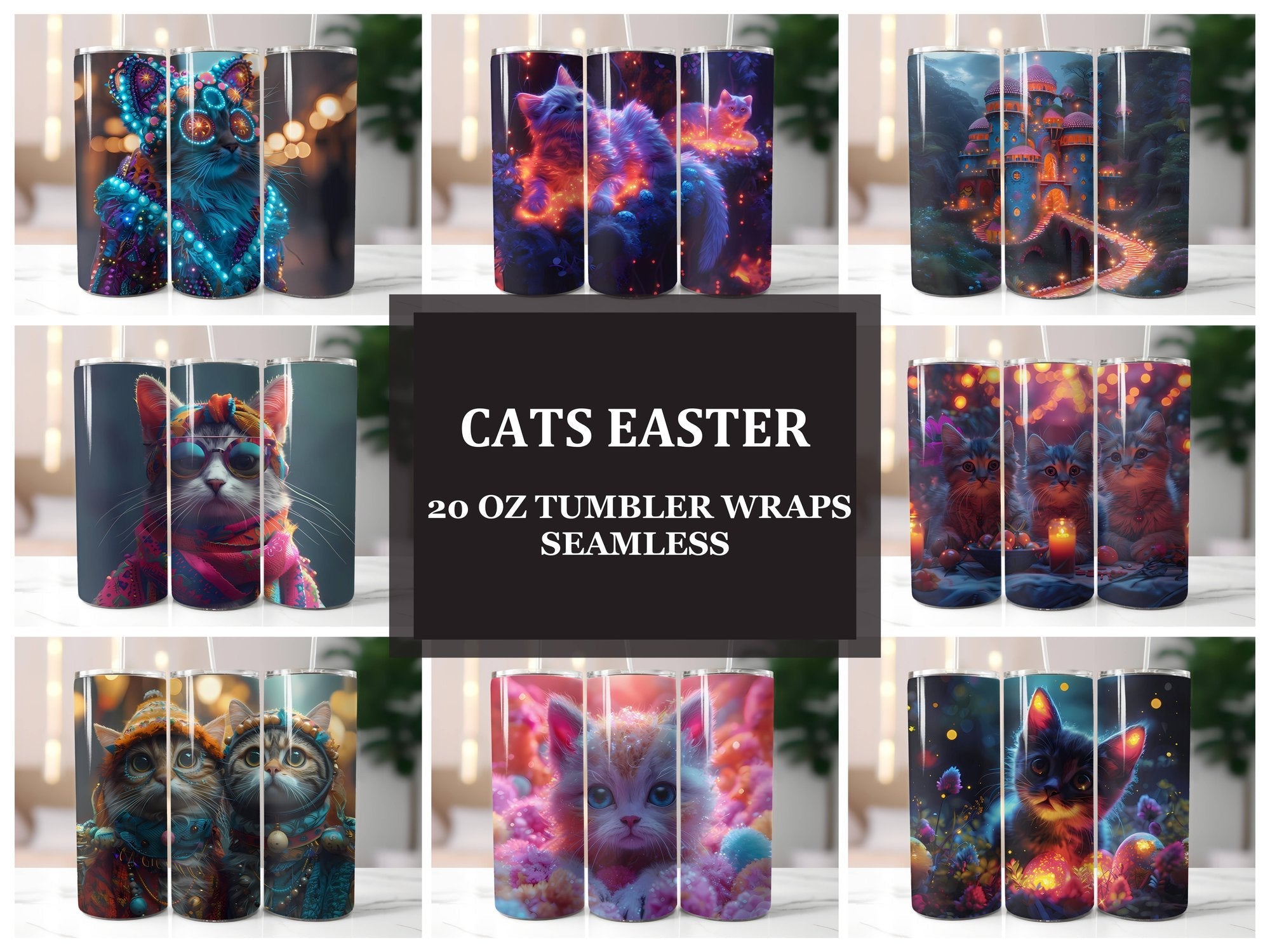 Cats Easter 3 Tumbler Wrap - CraftNest