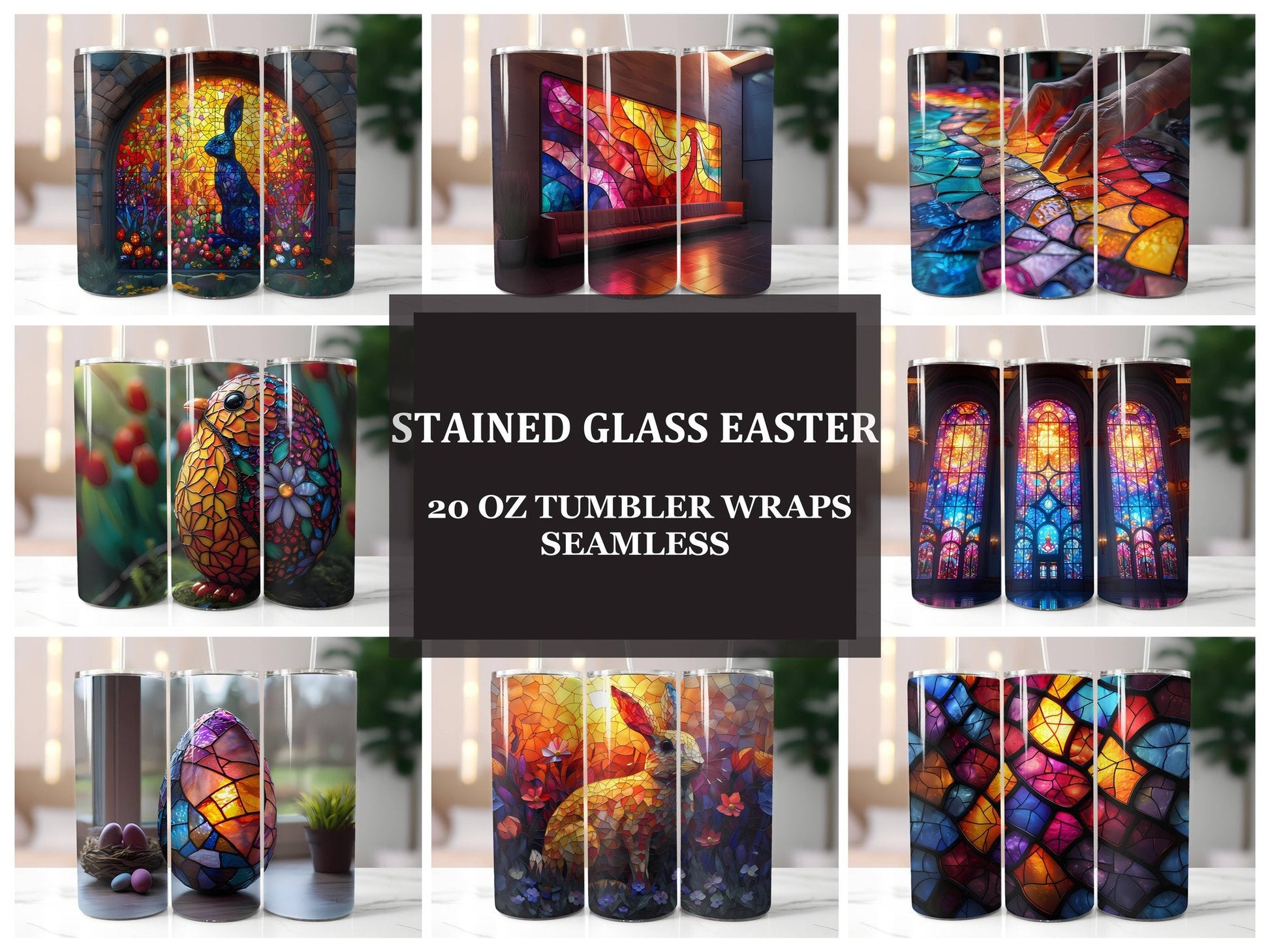 Stained Glass Easter 2 Tumbler Wrap - CraftNest