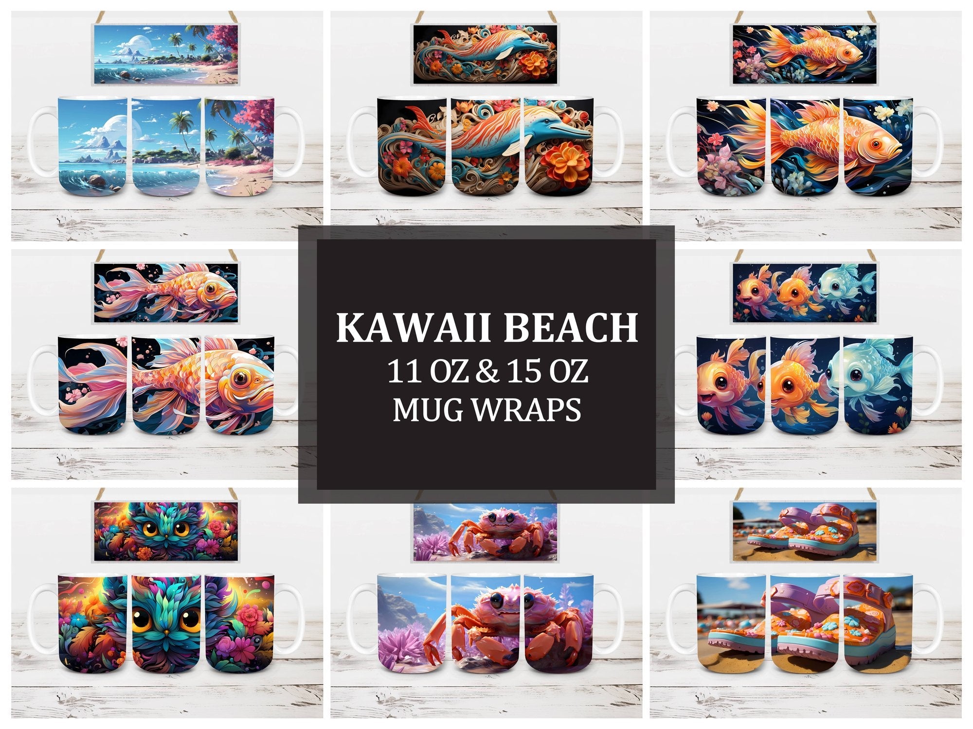 Kawaii Beach 2 Mug Wrap - CraftNest