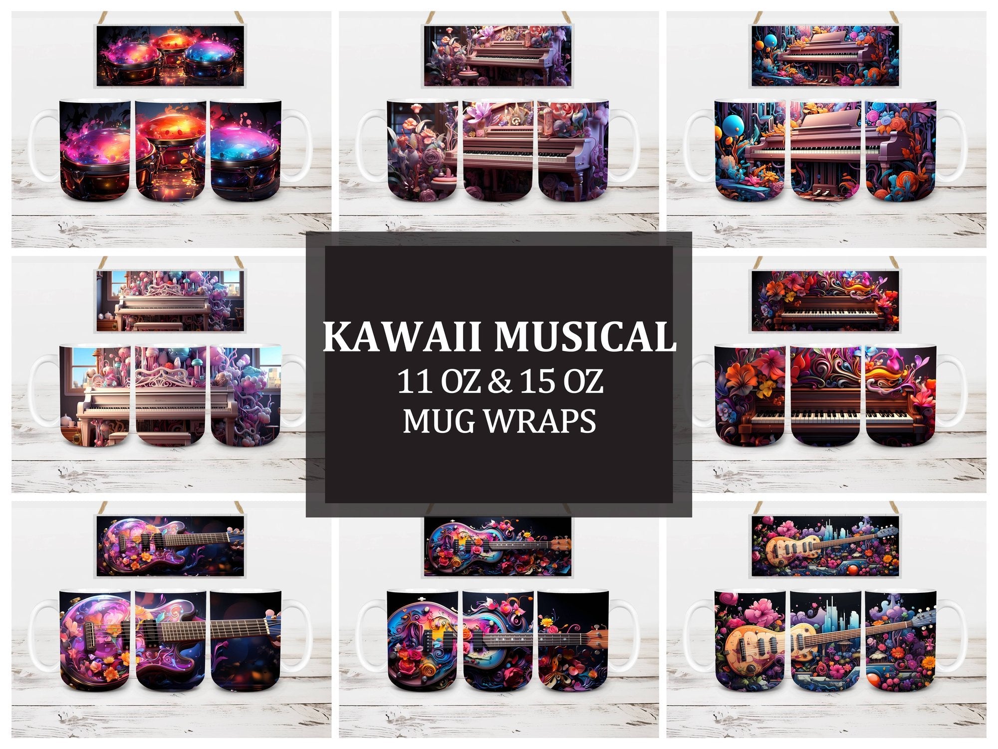 Kawaii Musical 2 Mug Wrap - CraftNest