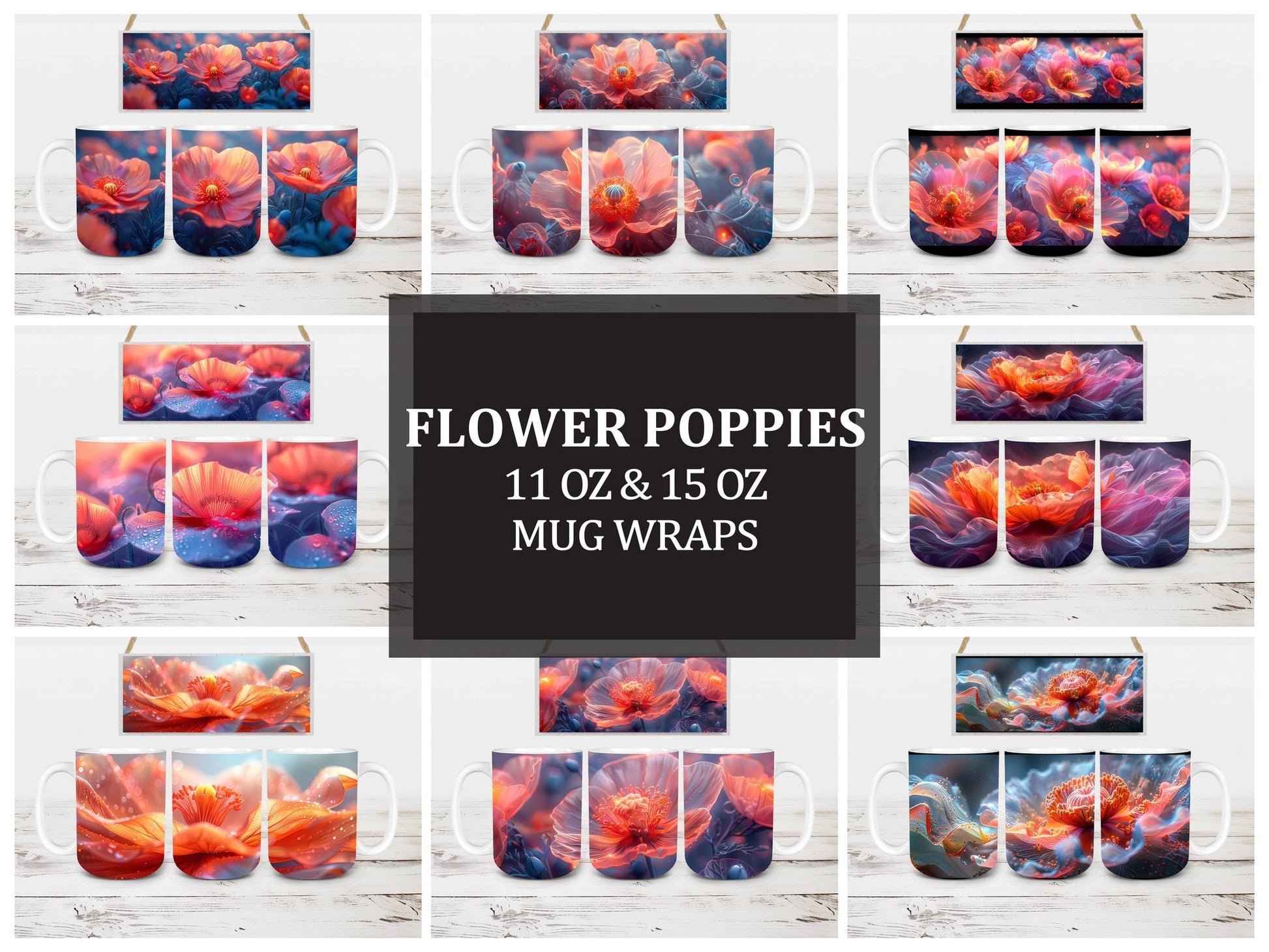 Flower Poppies 5 Mug Wrap - CraftNest