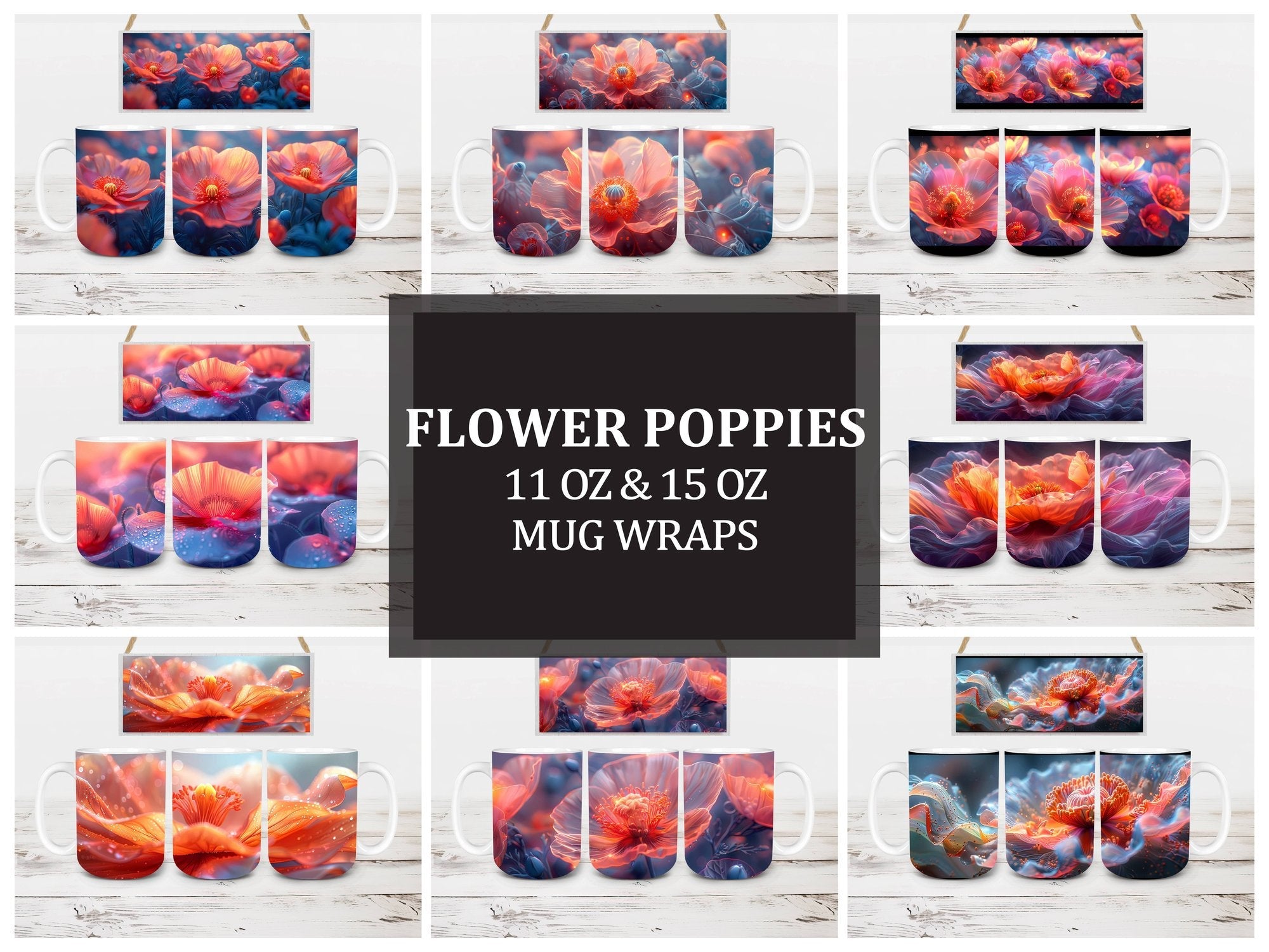 Flower Poppies 5 Mug Wrap - CraftNest