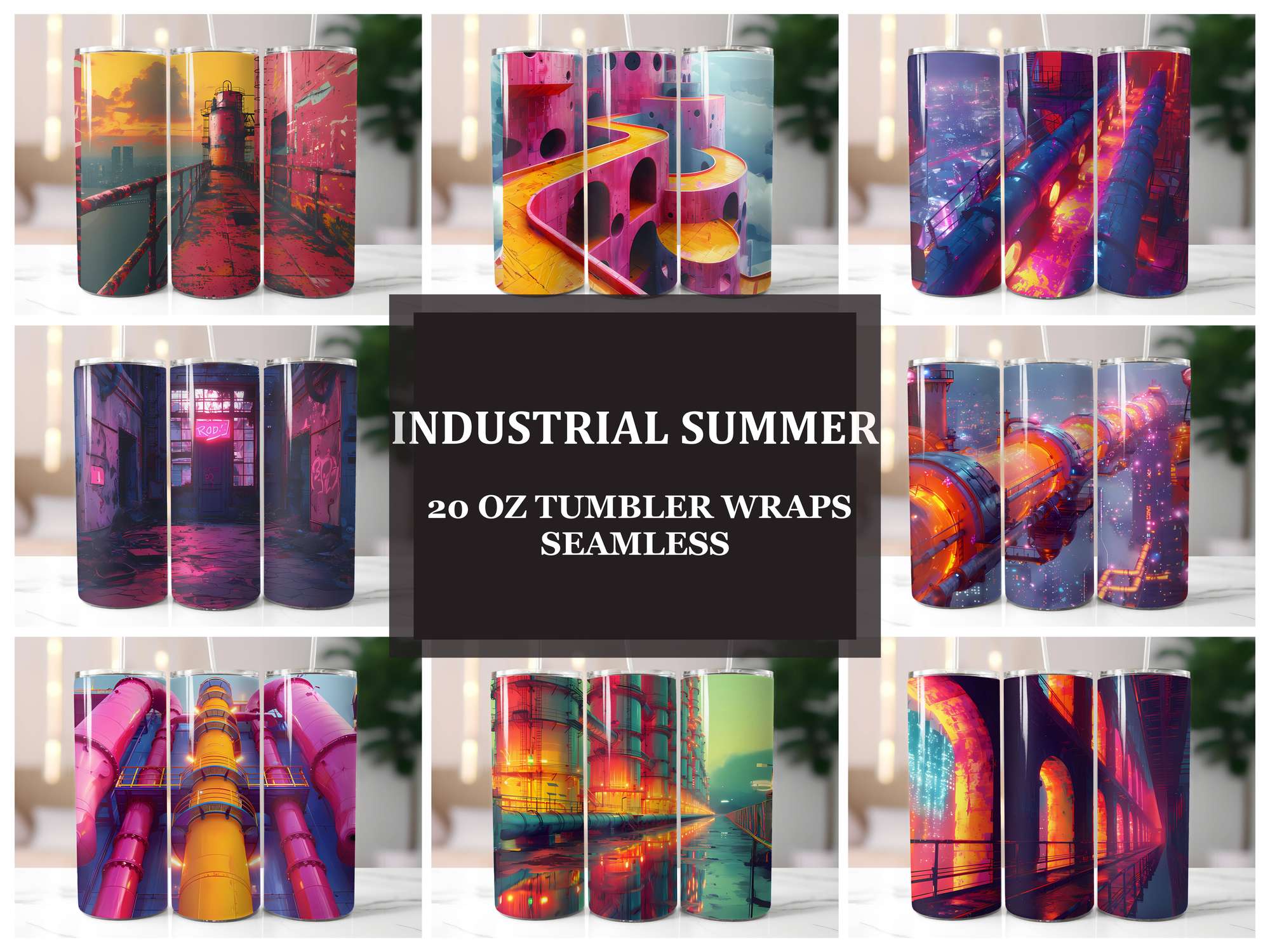 Industrial Summer 3 Tumbler Wrap - CraftNest - Digital Crafting and Art