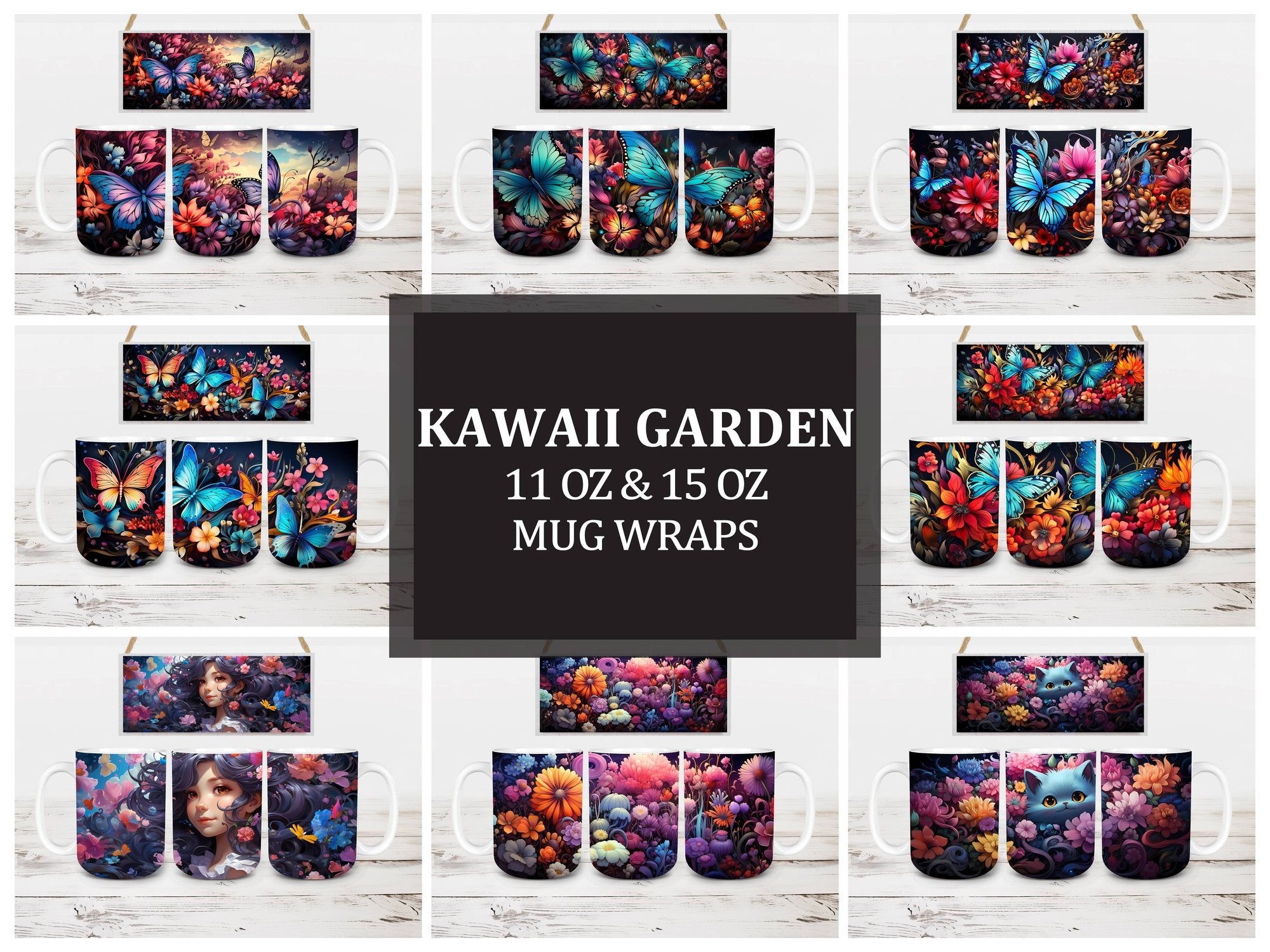 Kawaii Garden 5 Mug Wrap - CraftNest