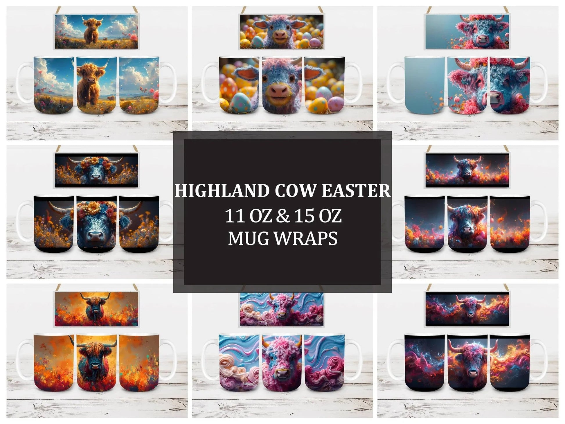 Highland Cow 3 Mug Wrap - CraftNest