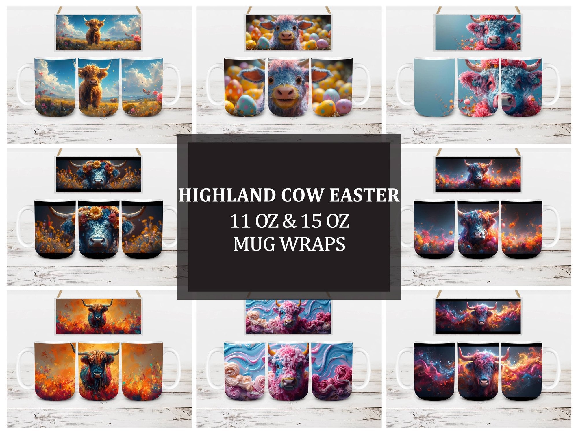 Highland Cow 3 Mug Wrap - CraftNest