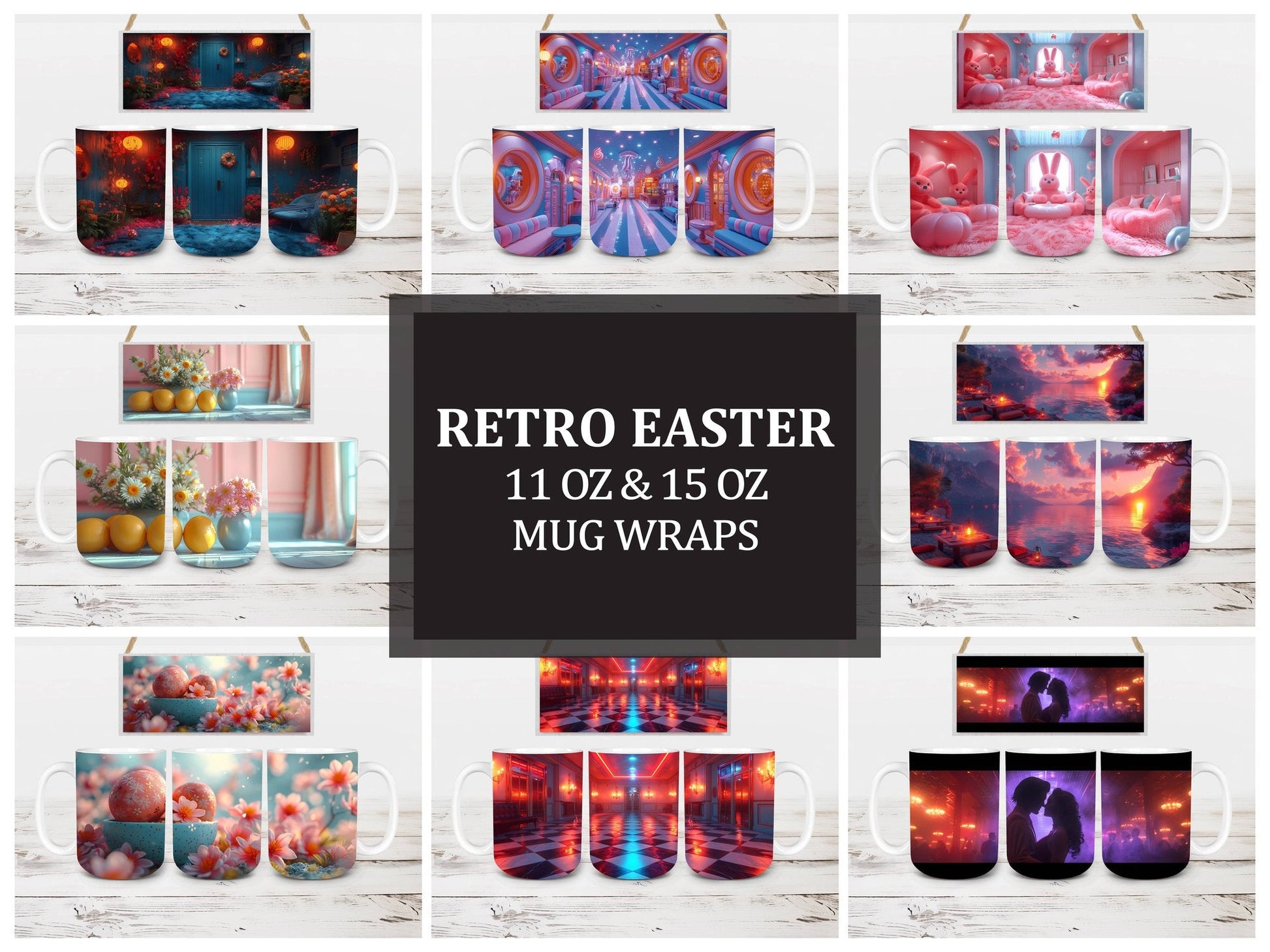 Nineties Easter 3 Mug Wrap - CraftNest