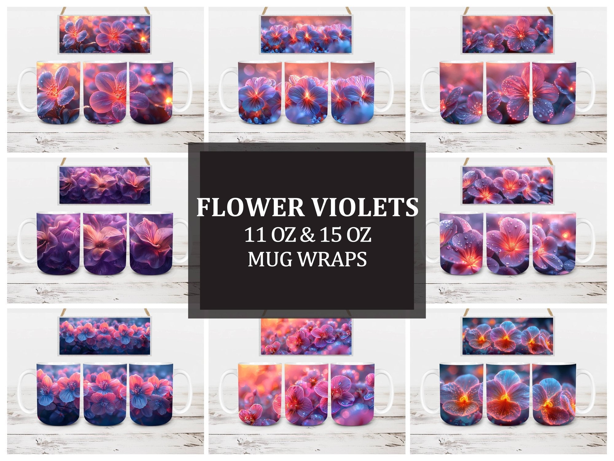 Flower Violets 6 Mug Wrap - CraftNest