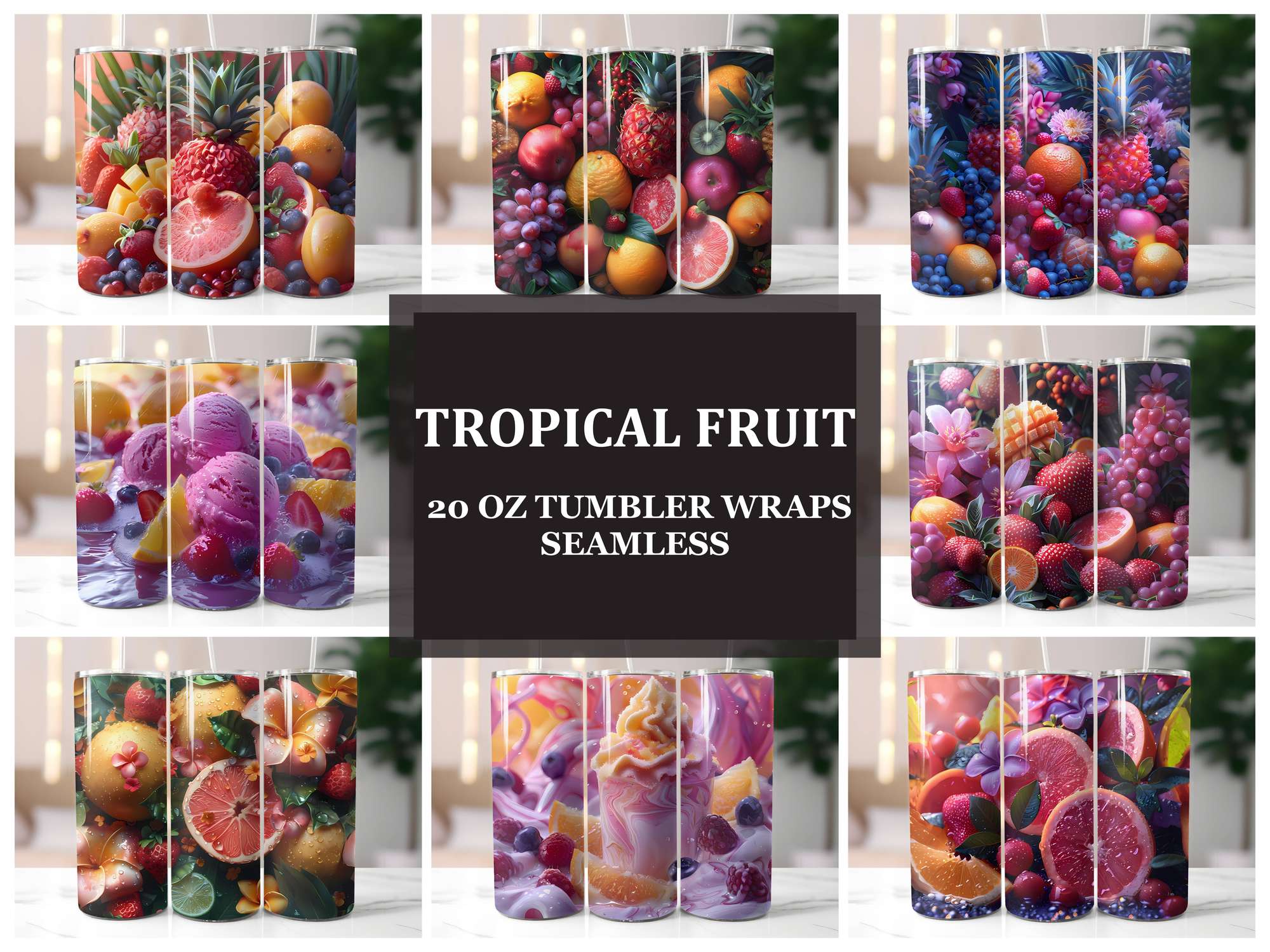 Tropical Fruit 4 Tumbler Wrap - CraftNest - Digital Crafting and Art