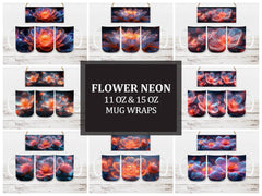 Flower Neon 5 Mug Wrap - CraftNest