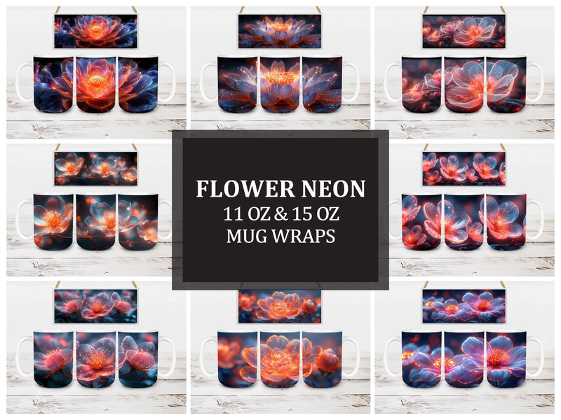 Flower Neon 5 Mug Wrap - CraftNest