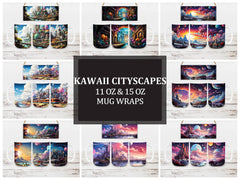 Kawaii Cityscapes 4 Mug Wrap - CraftNest