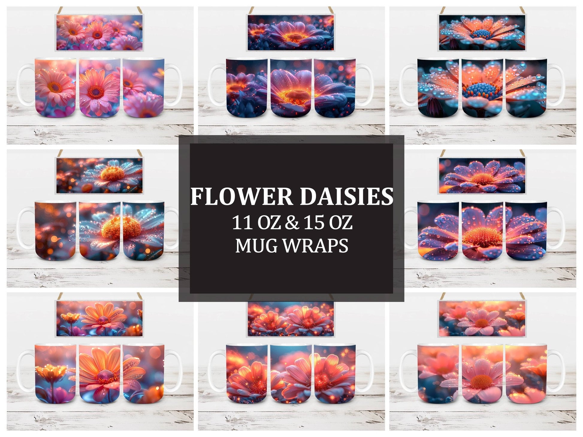 Flower Daisies 4 Mug Wrap - CraftNest