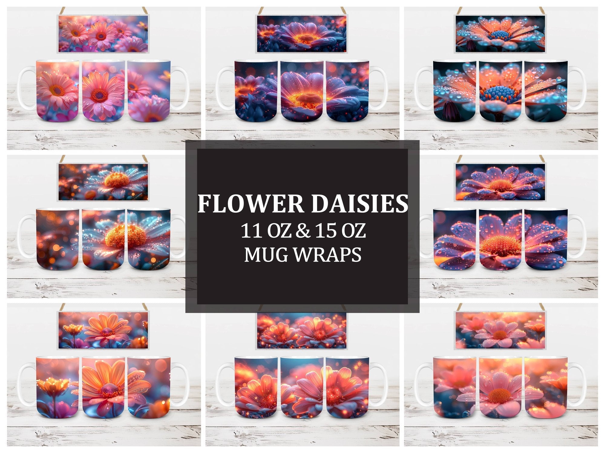 Flower Daisies 4 Mug Wrap - CraftNest