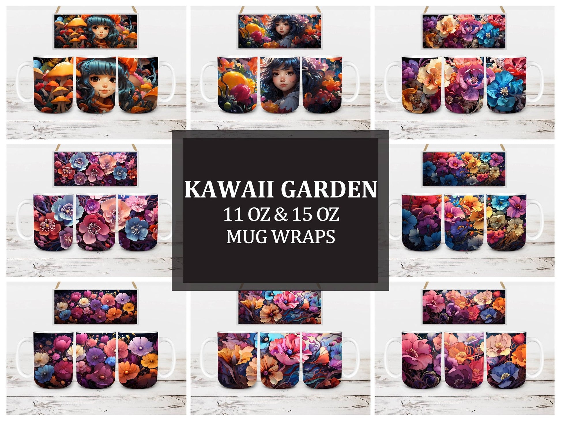 Kawaii Garden 9 Mug Wrap - CraftNest