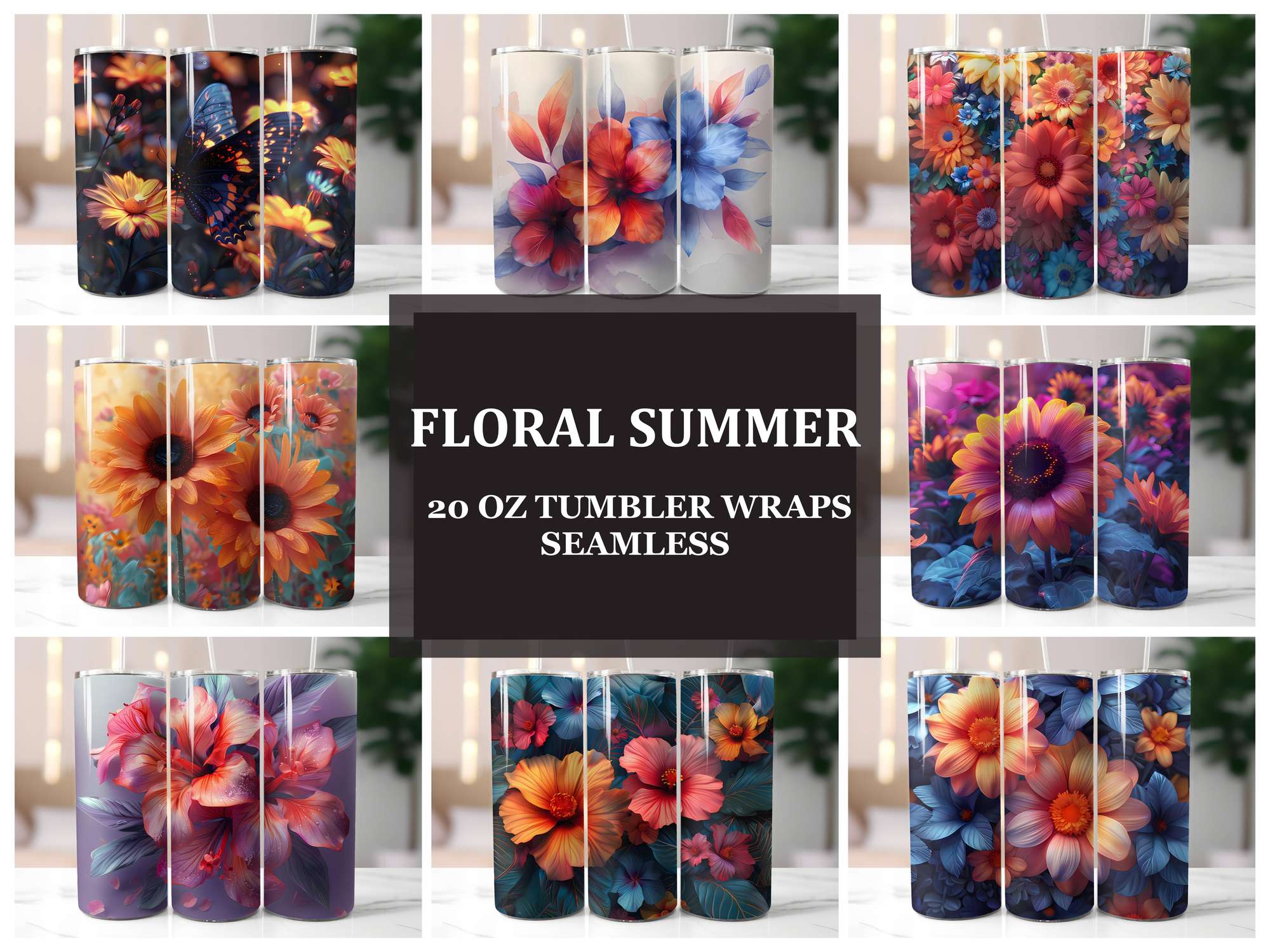 Floral Summer 2 Tumbler Wrap - CraftNest - Digital Crafting and Art